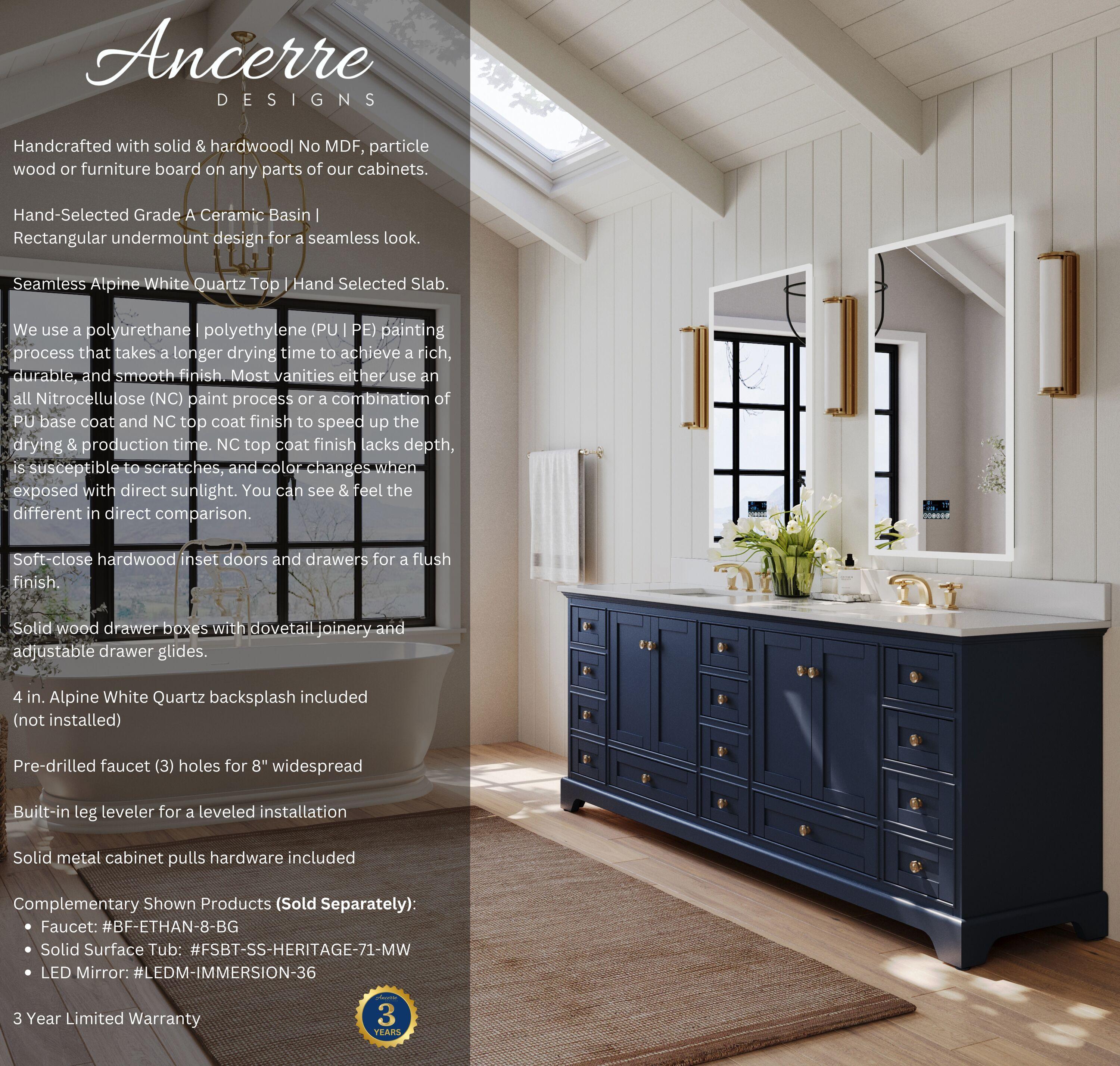 Audrey 84'' Heritage Blue Double Vanity with Calacatta Quartz Top