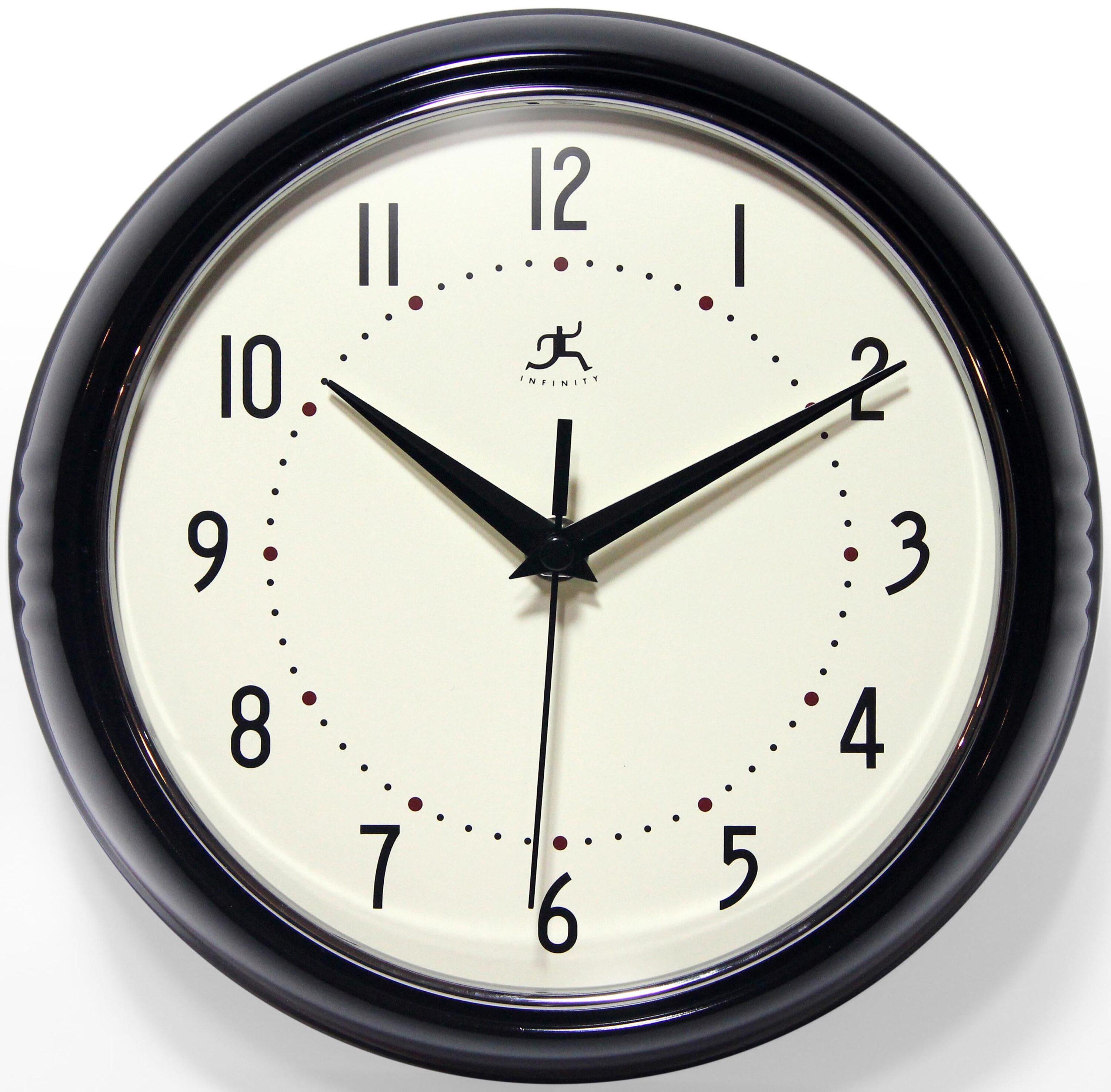 9.5" Retro Metal Wall Clock Black - Infinity Instruments