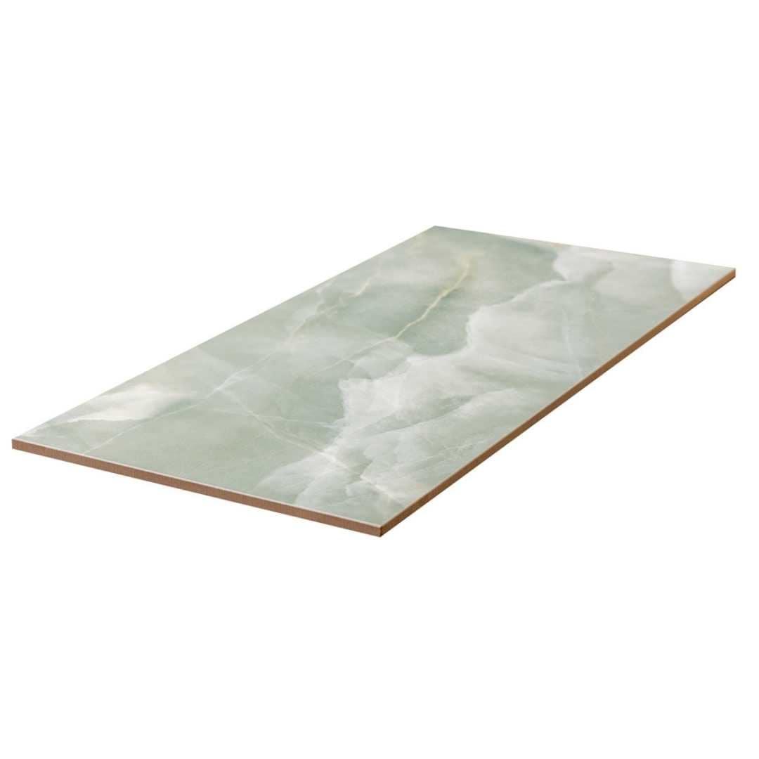 The Tile Life Geo Lush Jade 12" x 24" Rectangle Glossy Porcelain Floor and Wall Tile - 4x4 Sample