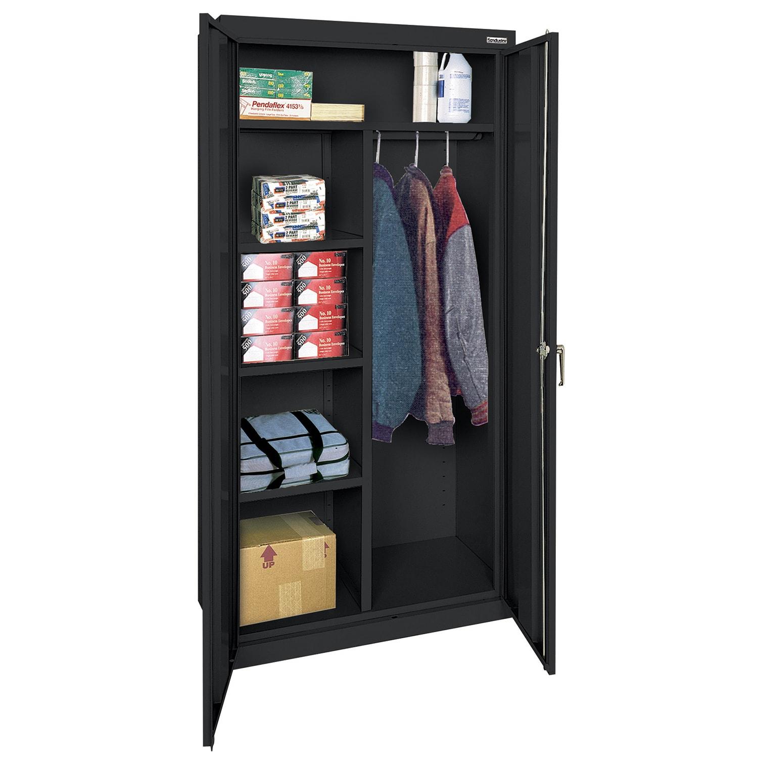 Classic Series 36"W x 72"H x 24"D Combination Storage Cabinet with Adjustable Shelves, Black