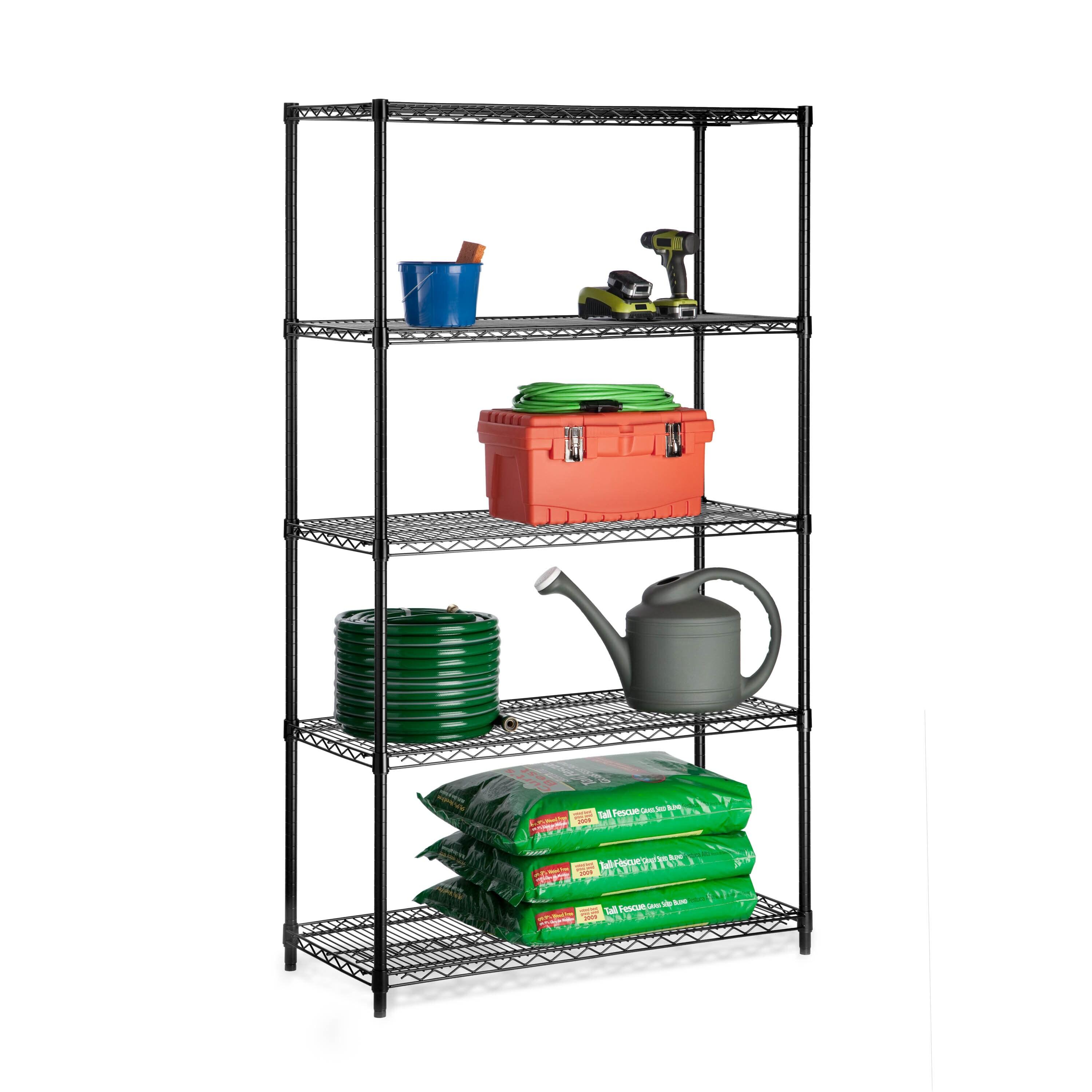 5-Tier Steel Height-Adjustable Shelving Unit (42" W X 72" H X 18" D)