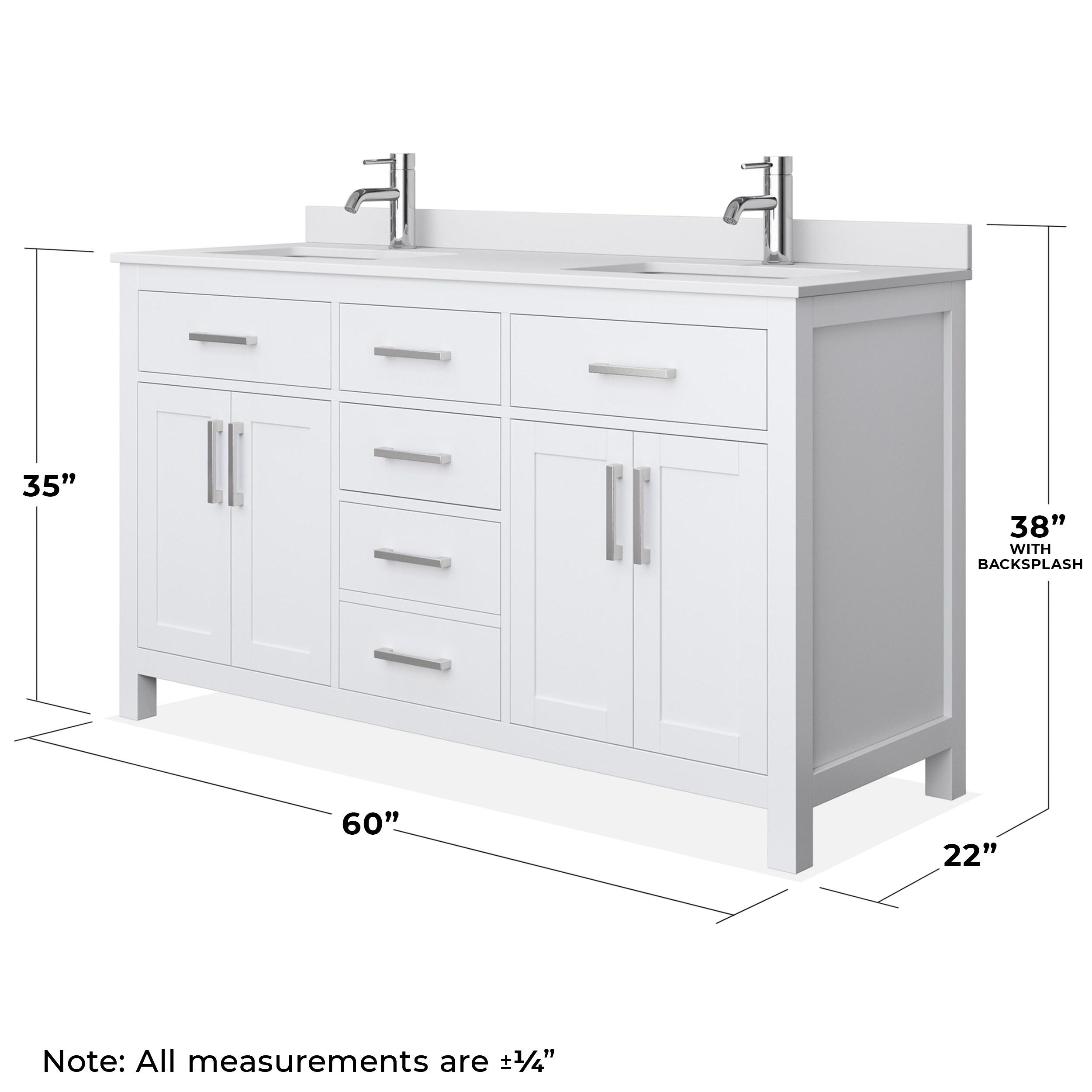 Beckett 60" Freestanding Double Bathroom Vanity with Cultured Marble Top