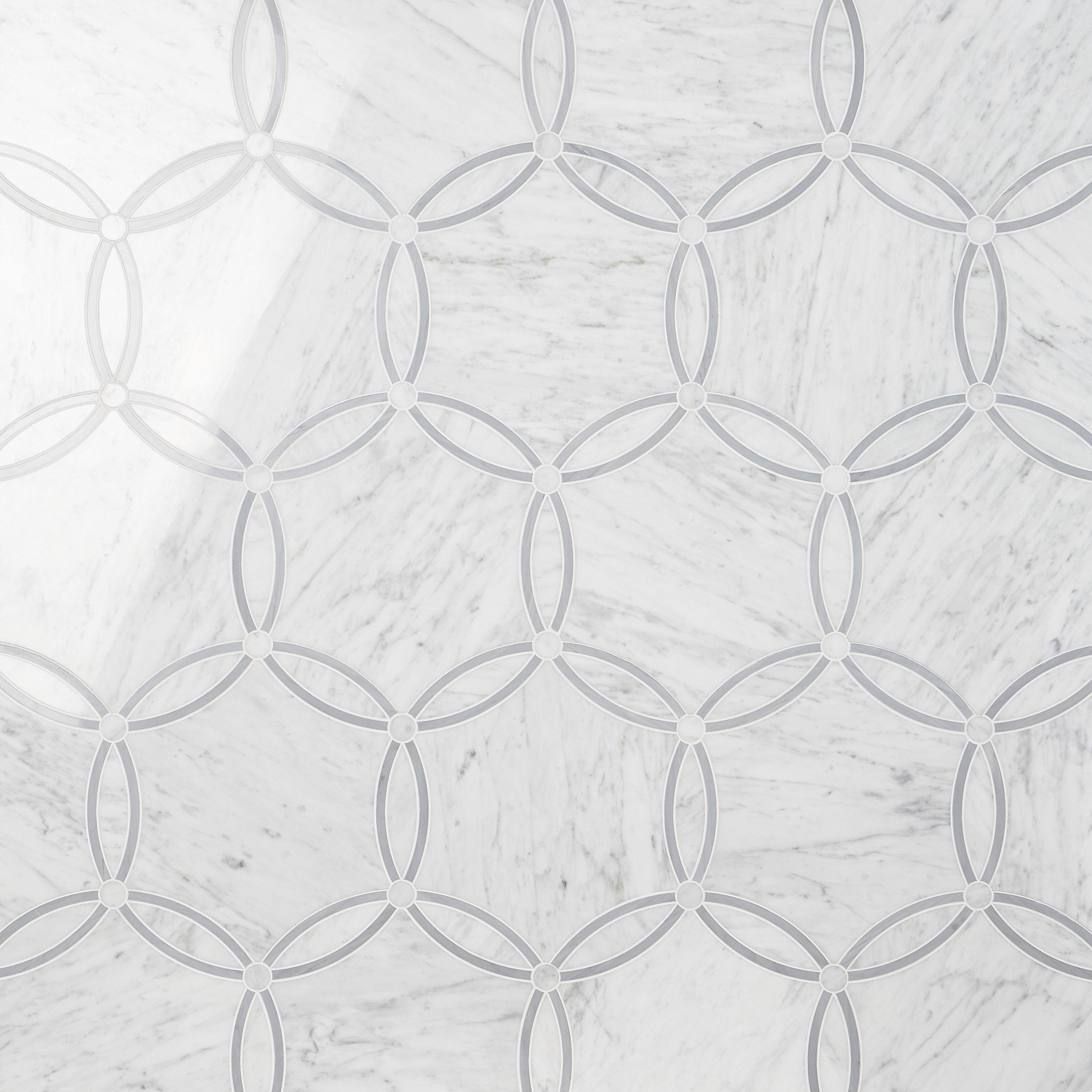 Descent 9.52 in. x 10.99 in. Polished Marble and Brass Floor and Wall Mosaic Tile (0.73 Sq. Ft./Each)