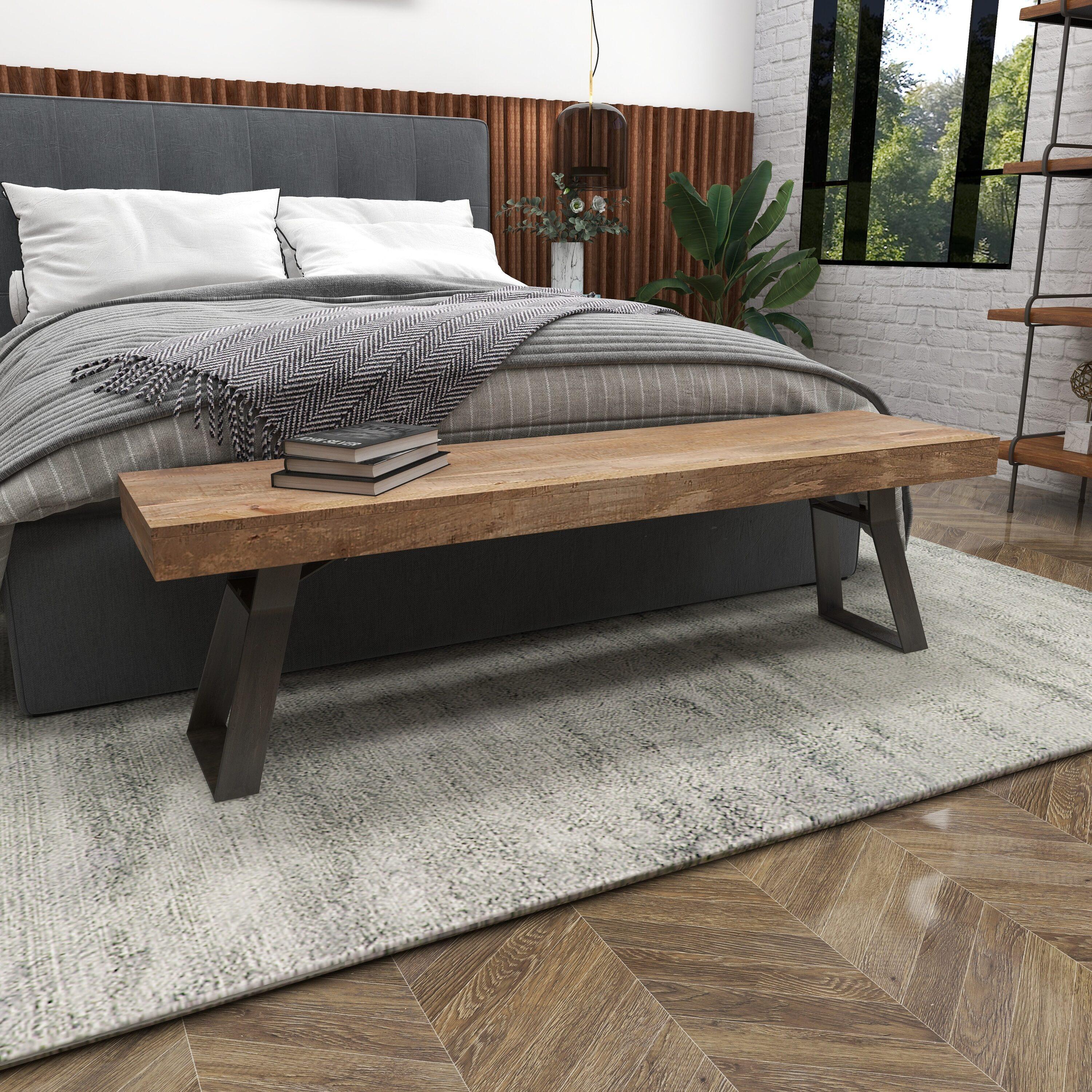 Natural Solid Wood Bench Light Brown - Olivia & May: Rustic Entryway, 3-Person Seating