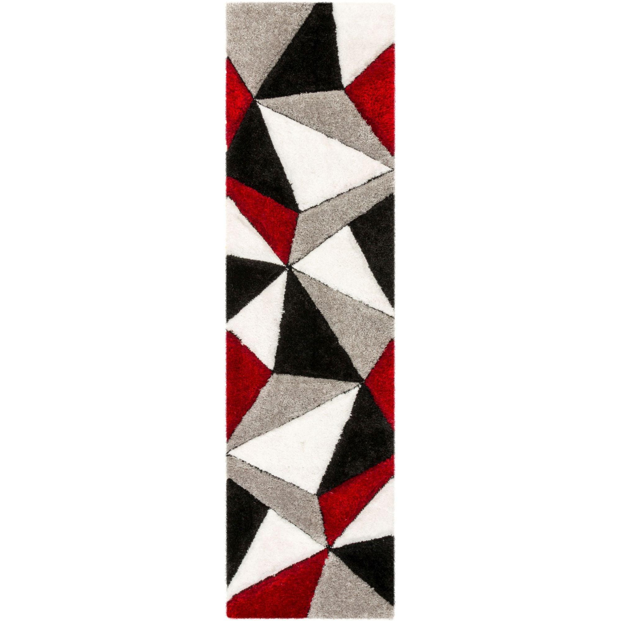 Well Woven San Francisco Venice Red Modern Geometric Abstract 2'7" x 9'10" Runner Area Rug