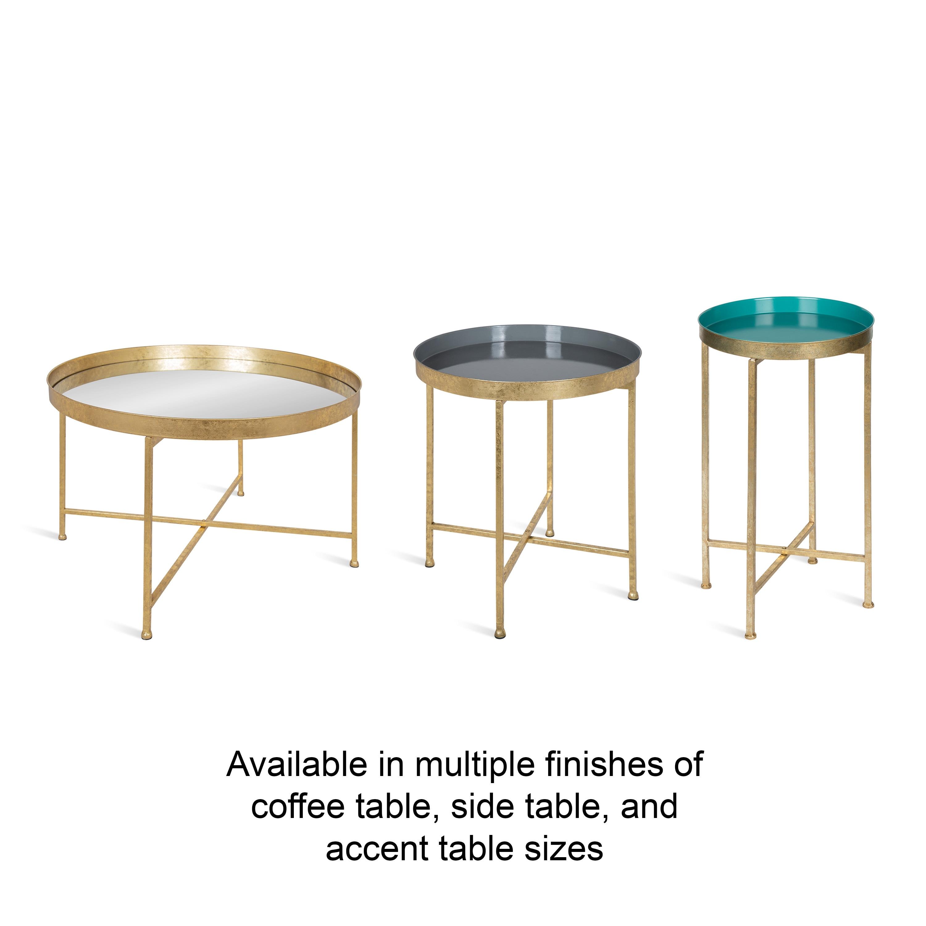 Kate and Laurel Celia Round Metal Side Table, 18.25x18.25x22, Gold and Mirror