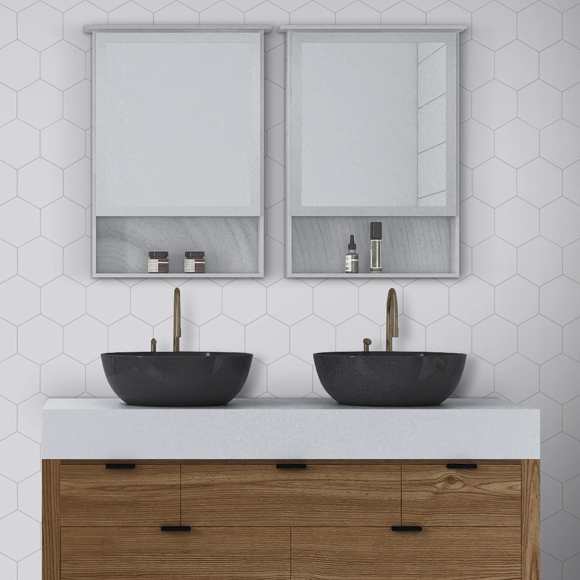 10.1'' W x 11.6'' L Hexagon Stone Composite Peel and Stick Mosaic Tile