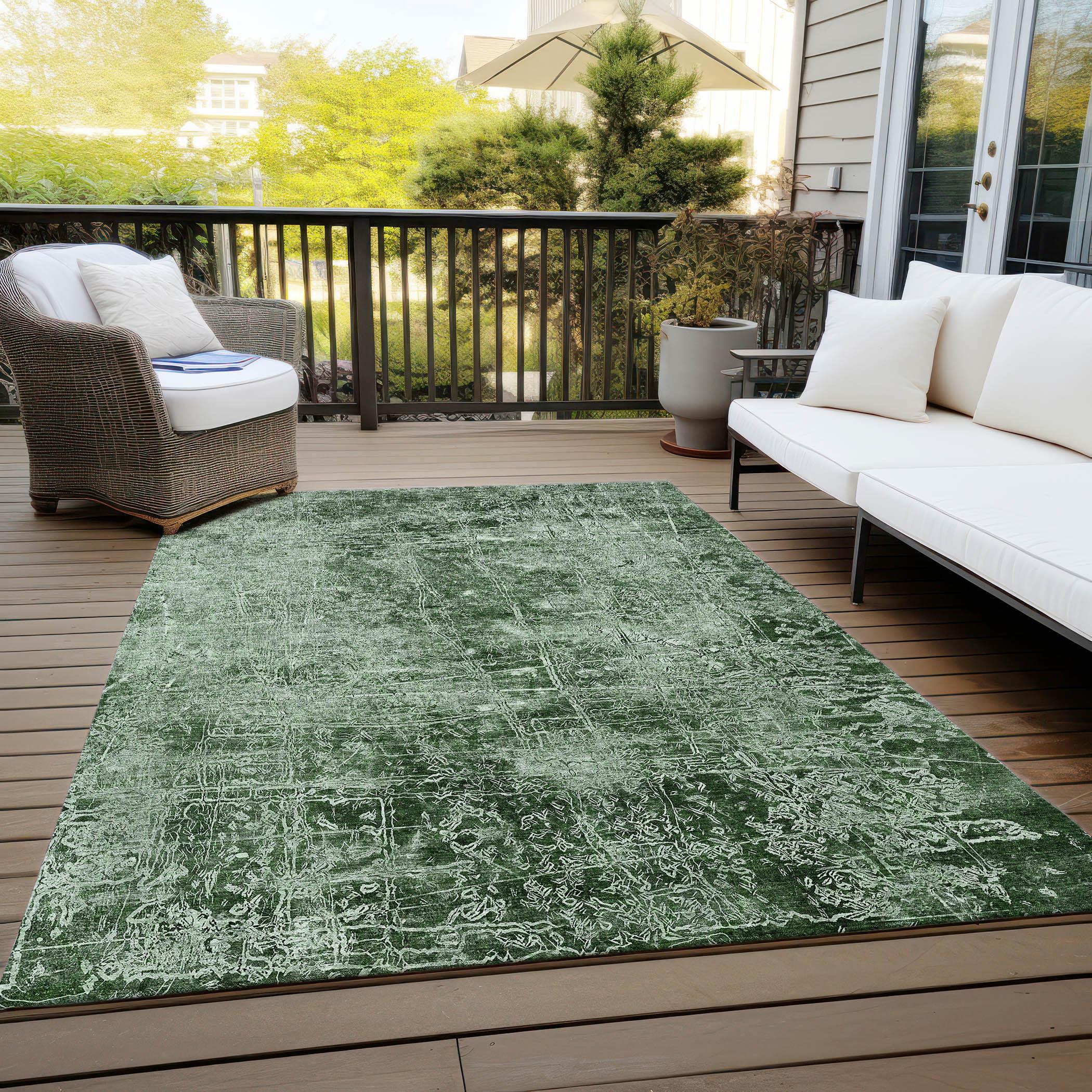 Emerald Green Synthetic Flat Woven Reversible Rug 3' x 5'