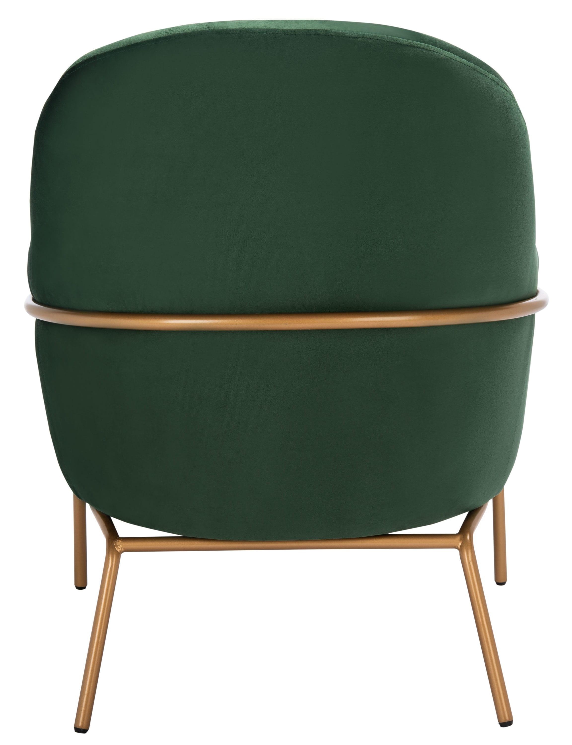 Eleazer Velvet Accent Chair - Malachite Green/Gold - Safavieh