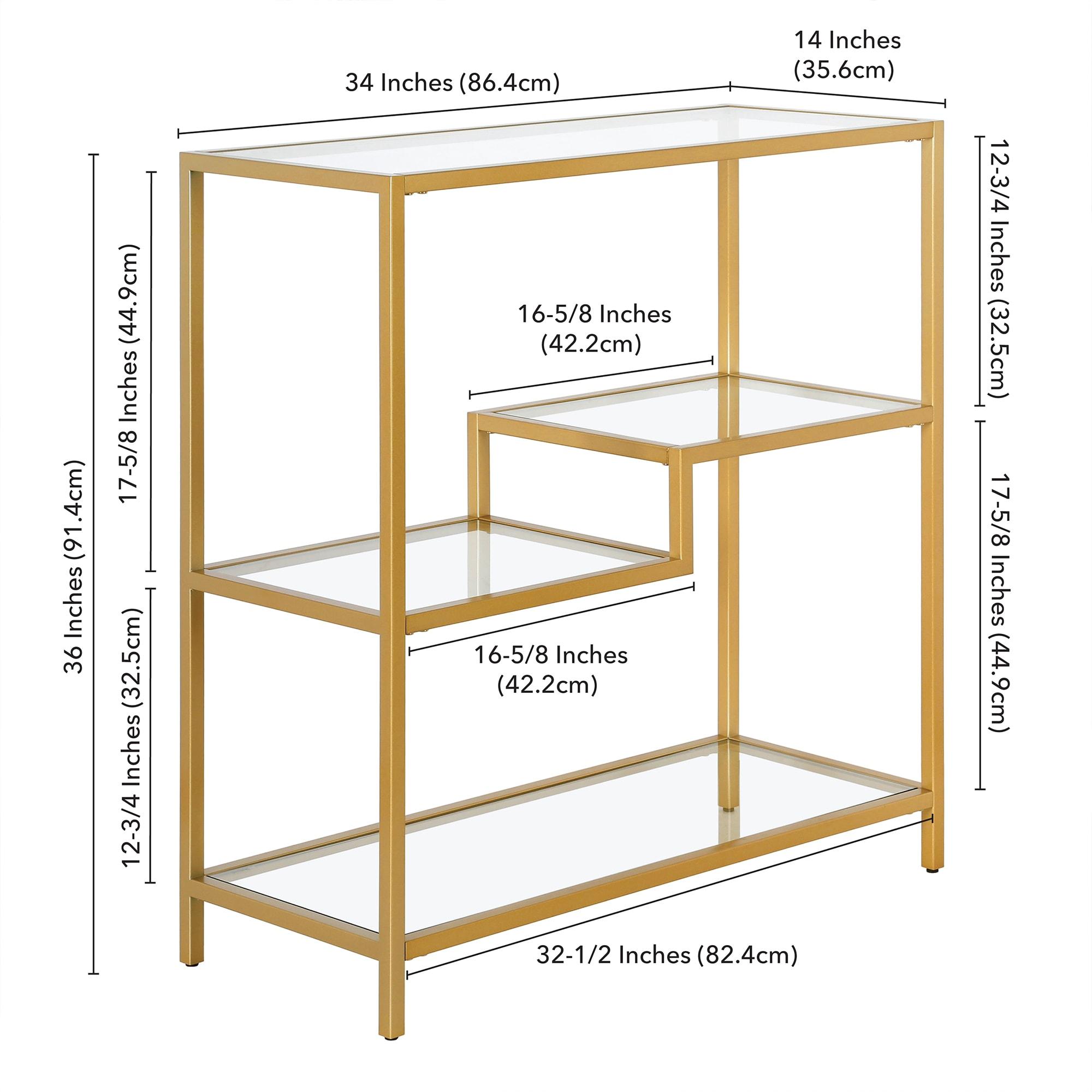 Evelyn&Zoe Johann 36" Tall Rectangular Bookcase, Gold