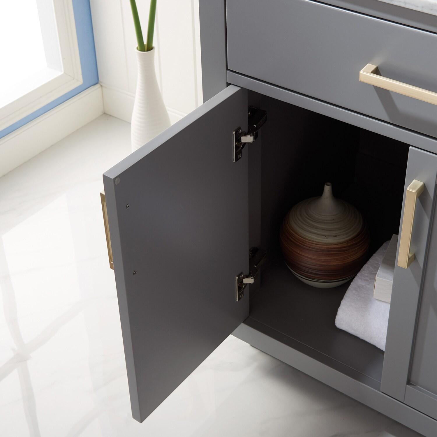 Ivy 30" Single Bathroom Vanity Set in Gray and Carrara White Marble Countertop without Mirror