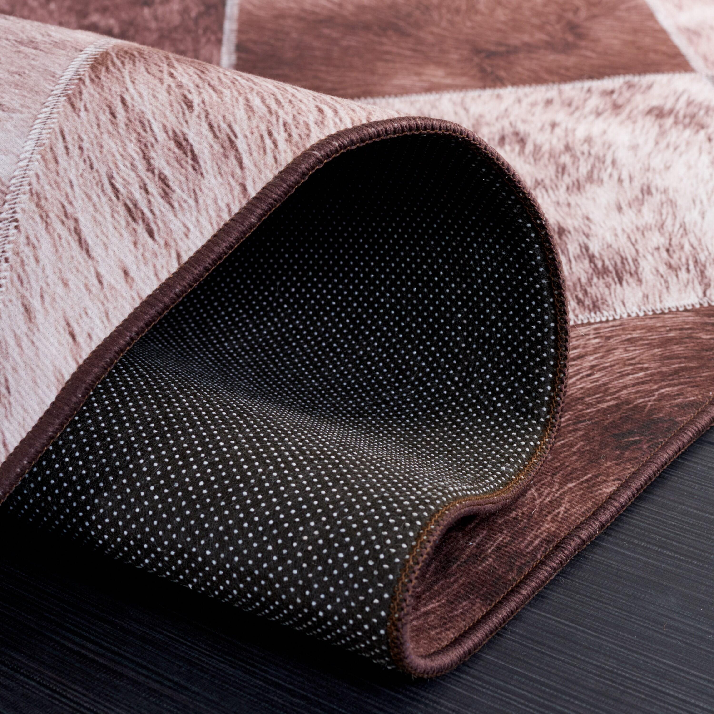 Faux Hide FAH535 Power Loomed Machine Washable Area Rug - Light Brown/Brown - 6' Round - Safavieh.