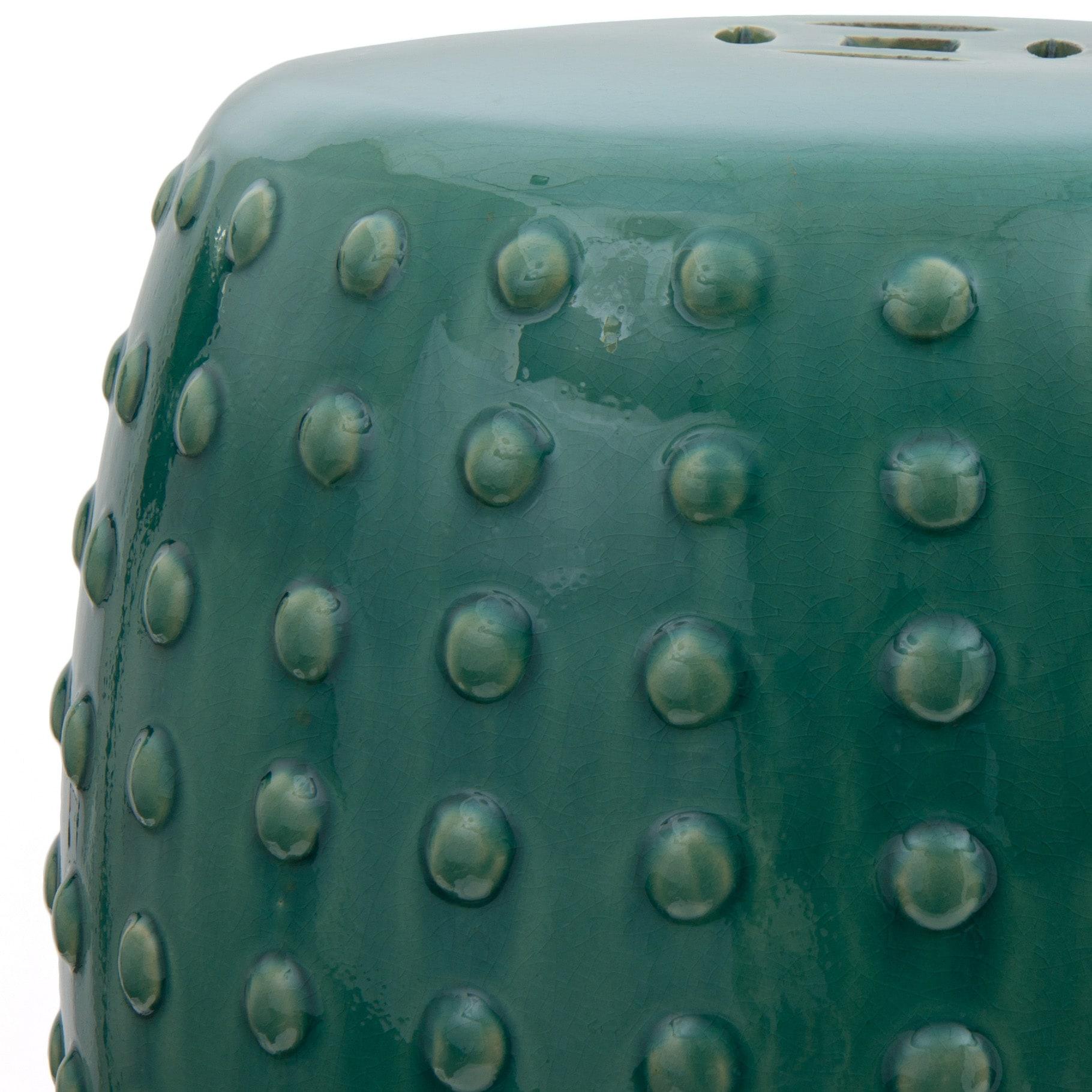 Oriental Furniture 20" Raised Dot Porcelain Garden Stool, Green
