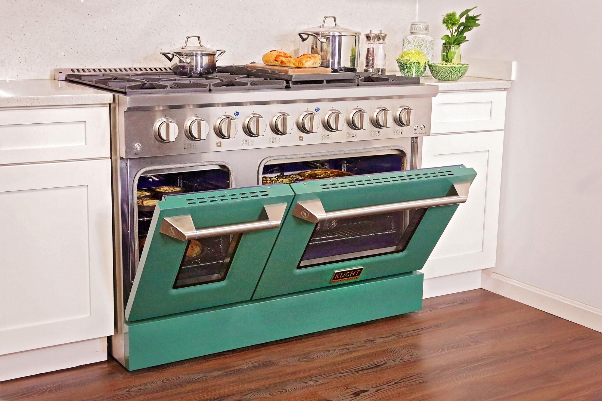 Kucht Professional 48" Stainless Steel Natural Gas Range in Silver/Green