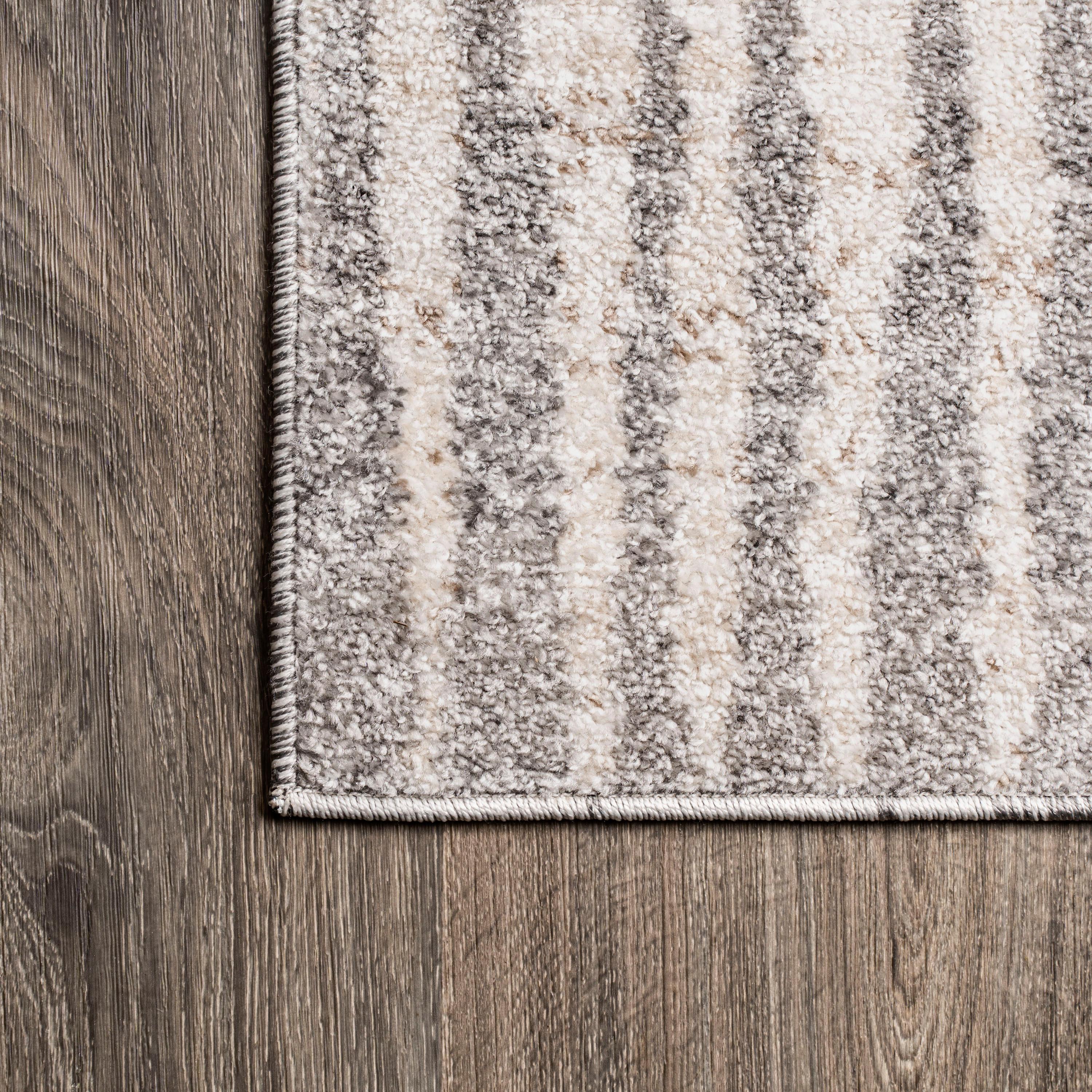 3'x5' Skoura Modern Bold Stripe Area Rug, Beige/Dark Gray - JONATHAN Y