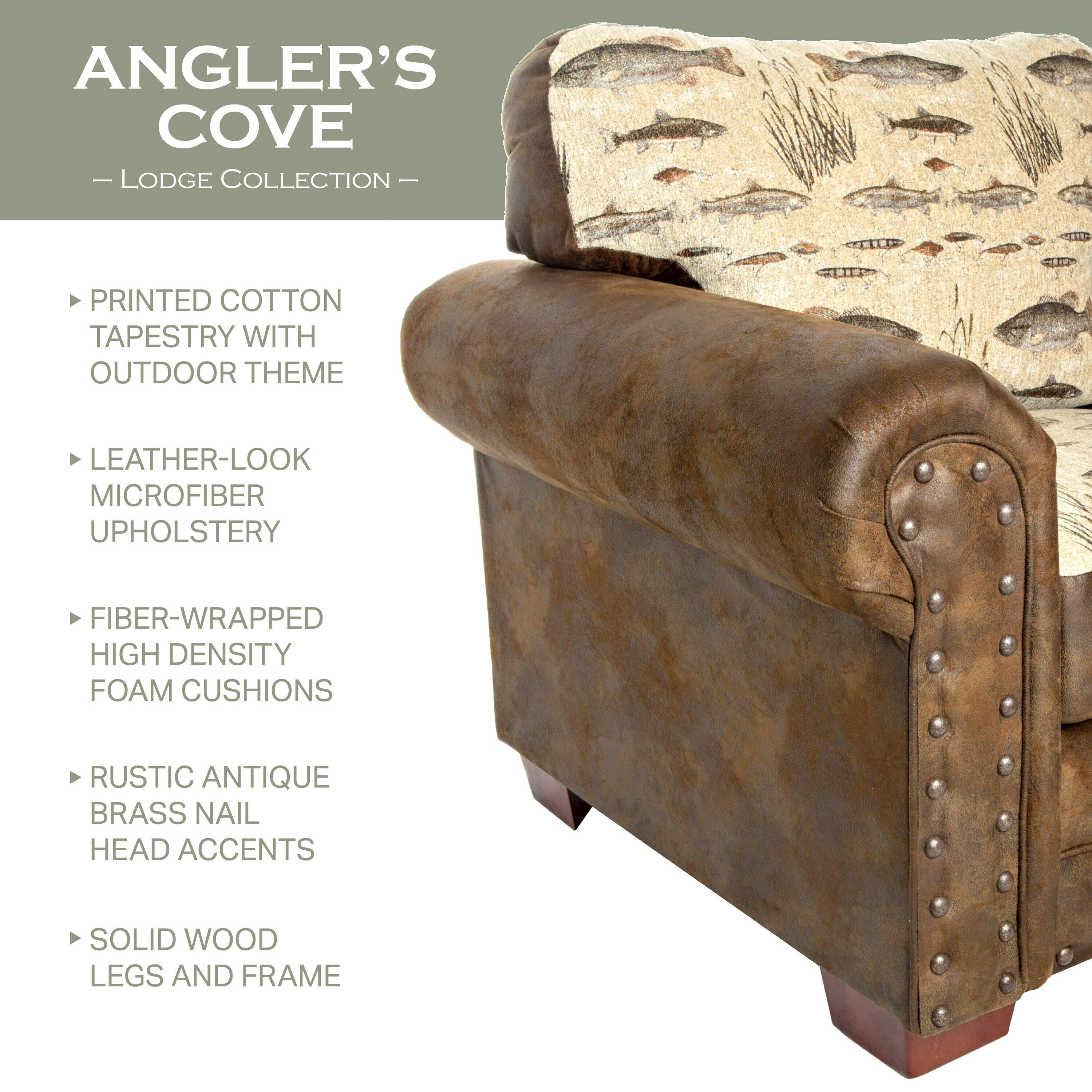 Brown Microfiber and Wood Accent Chair with Ottoman