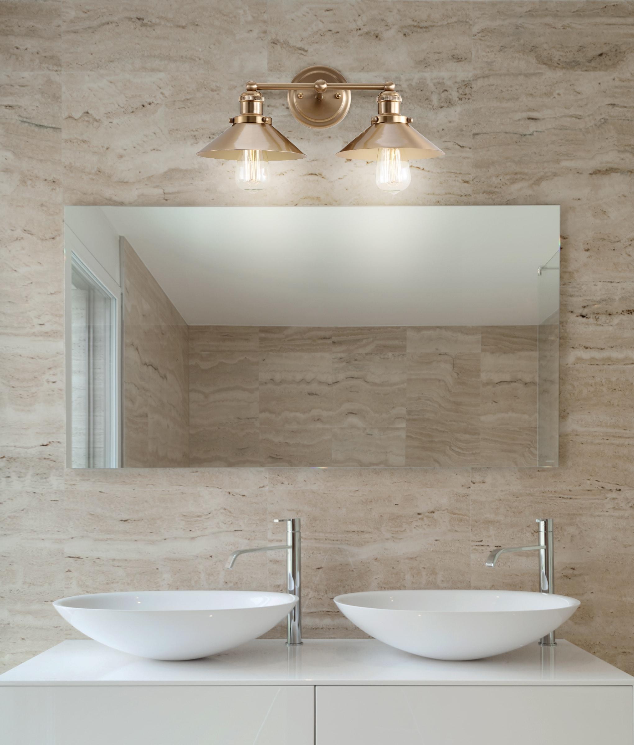 July 17.5" 2-light Metal Vanity Light, Brass Gold