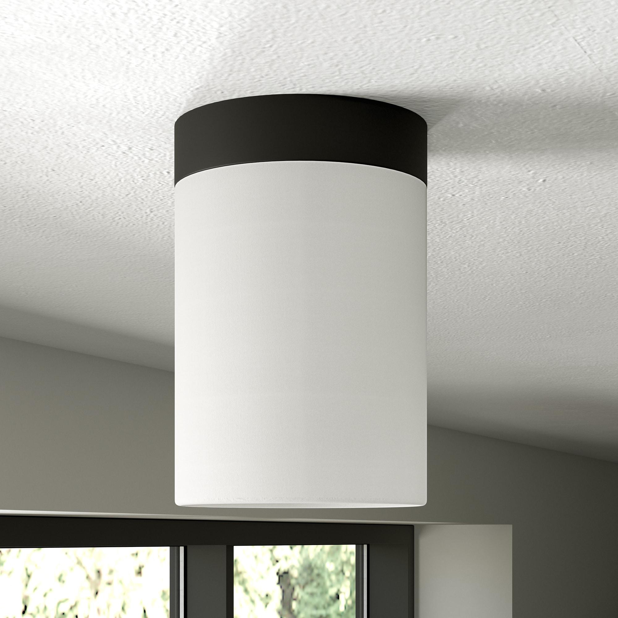 Evelyn&Zoe 6" Blackened Bronze Metal/Fabric Semi Flush Mount
