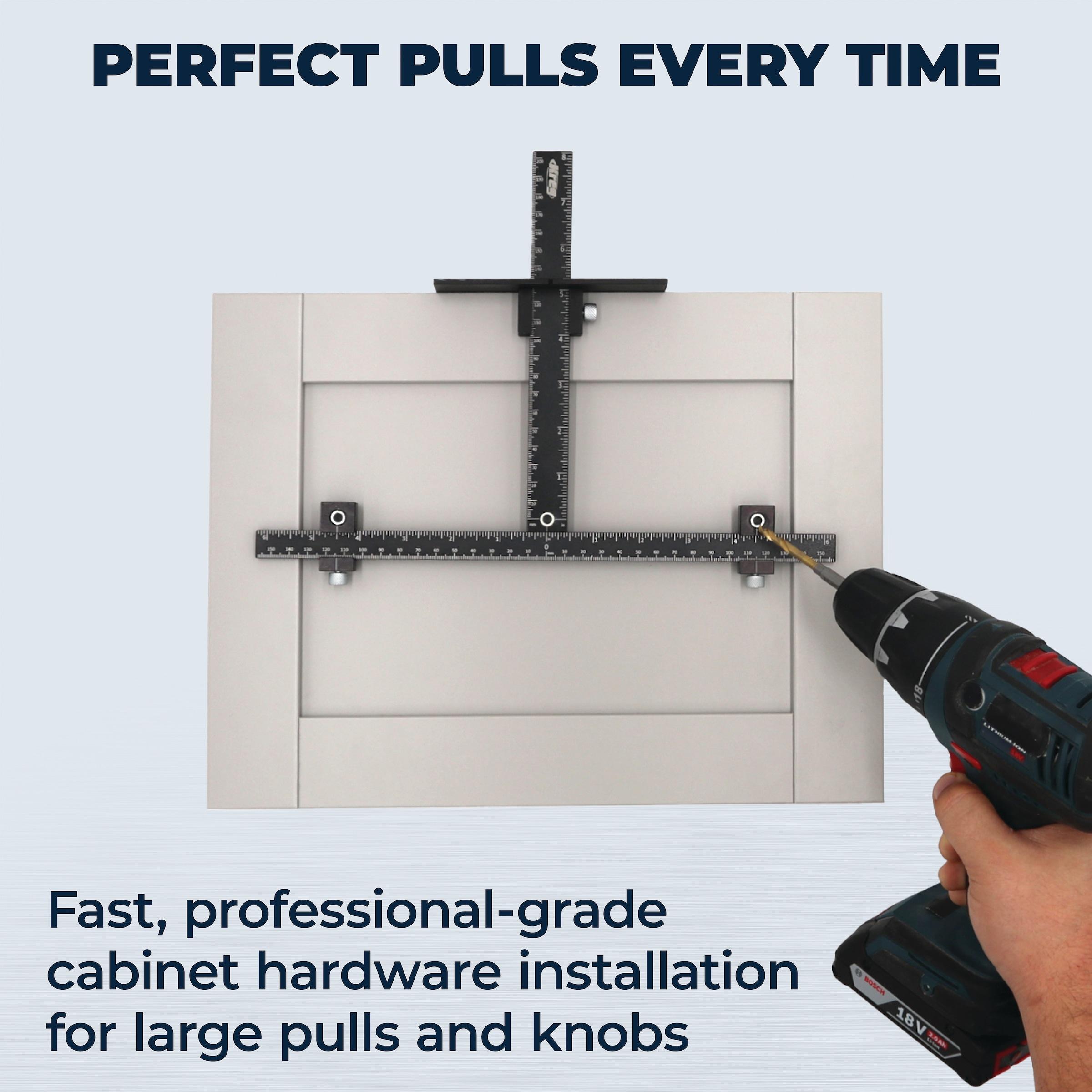 Black Aluminum Cabinet Hardware Jig Pro with Measuring Scales