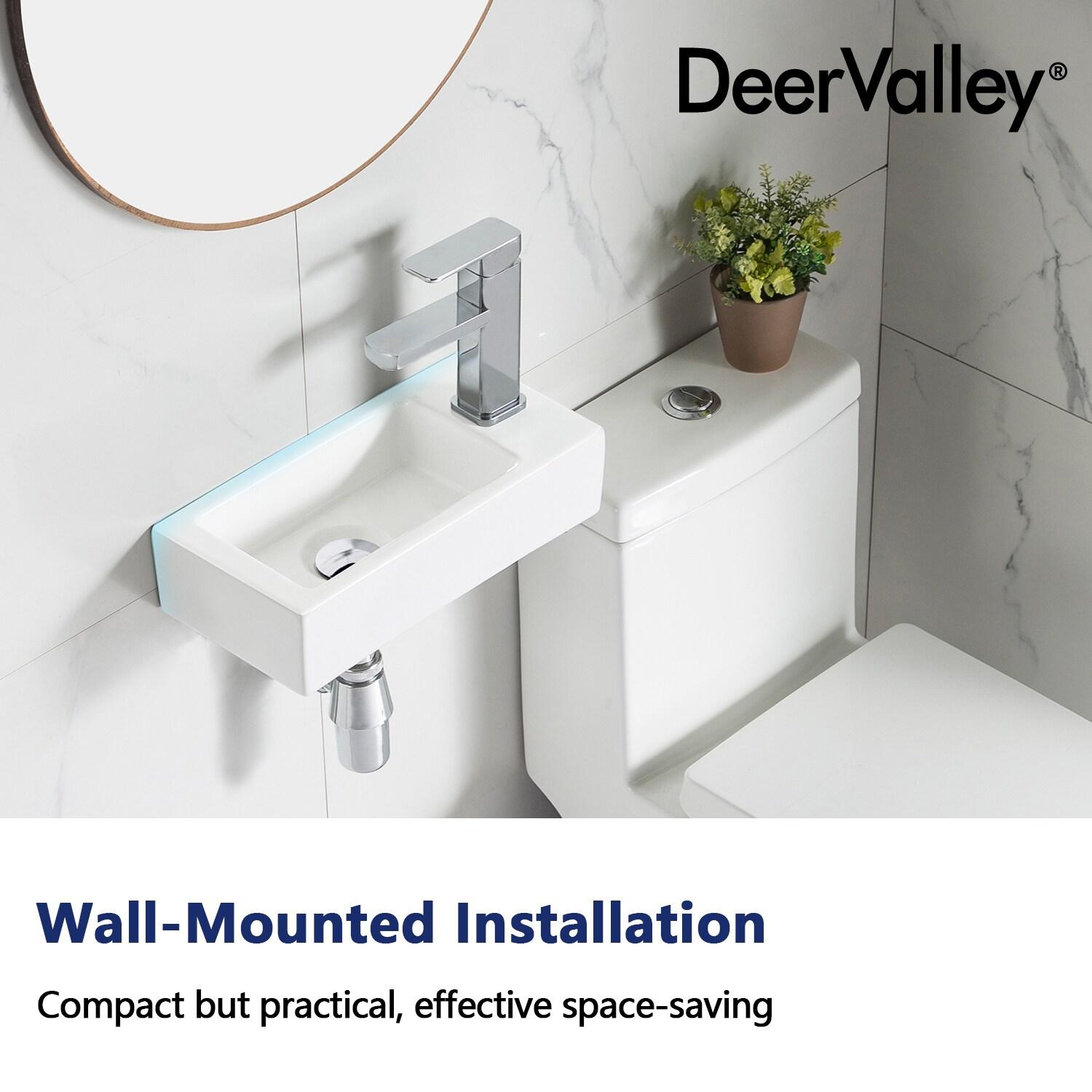 DeerValley DV-1V081R White Ceramic Rectangular 7'' Wall Mount Bathroom Sink