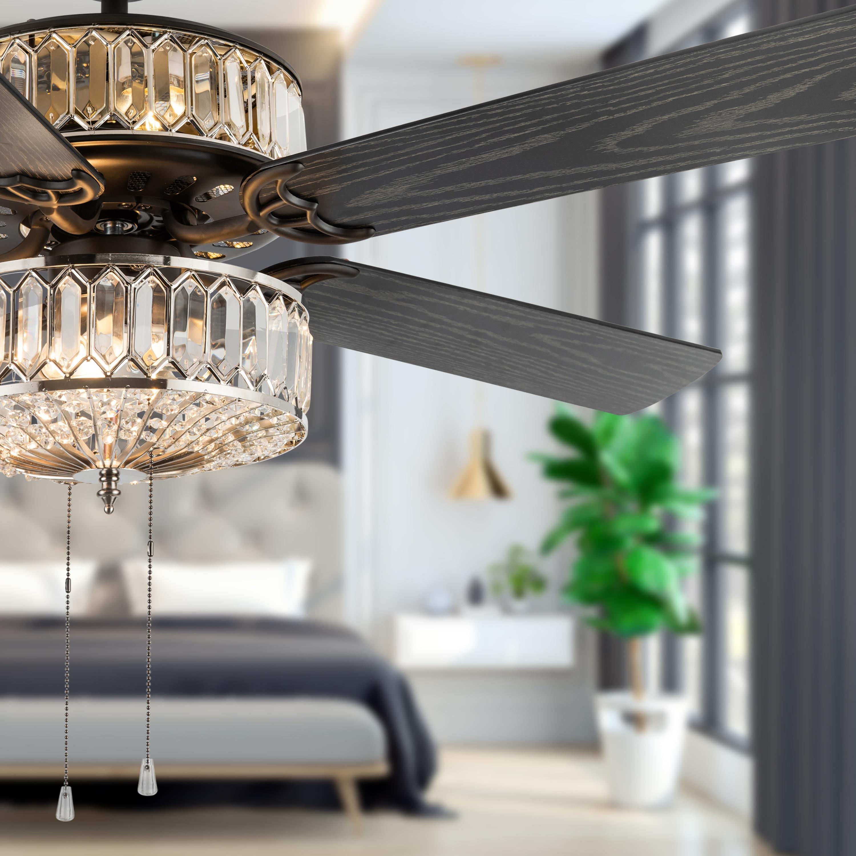 Kelly Clarkson Home 52" Lea 5 - Blade Geometric Cut Crystal Ceiling Fan with Pull Chain