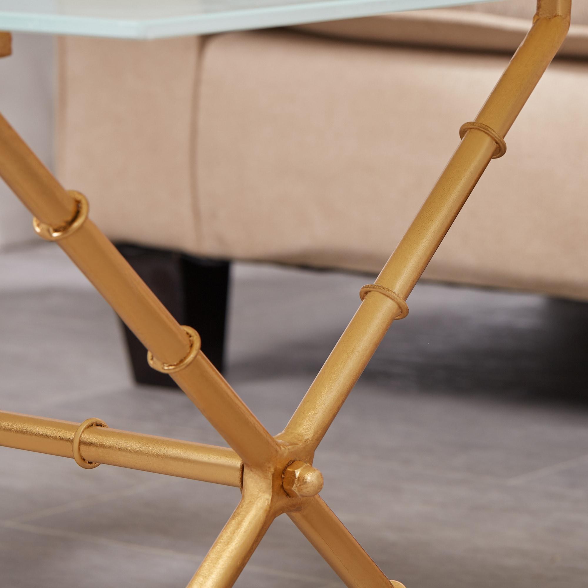 Brogen Coffee Table - Gold/White Glass - Safavieh