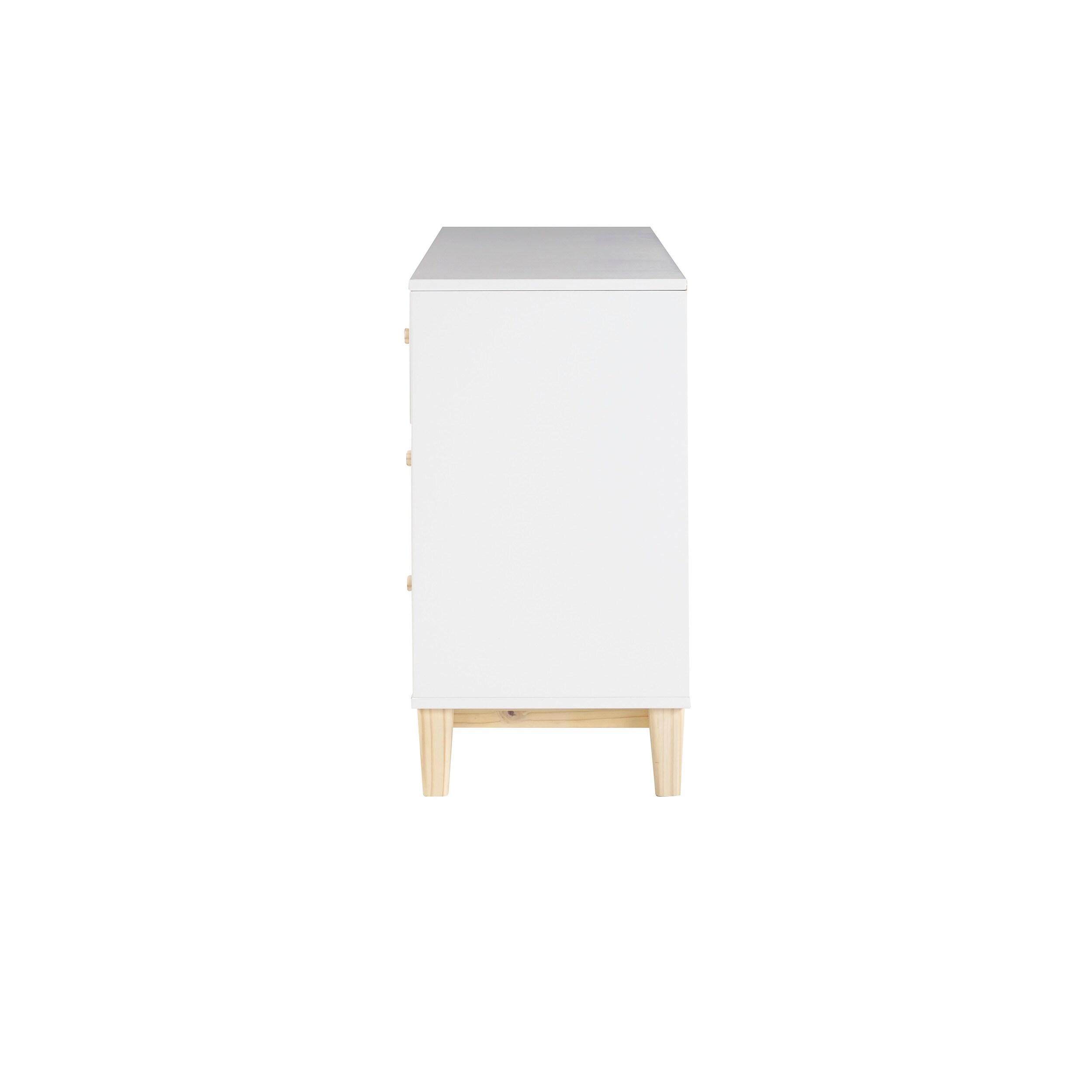 Alaterre Furniture MOD 60 in. Wood 6-Drawer Double Dresser, White, Bedroom Storage Furniture, Metal Drawers Glides, Wooden Drawer Knobs, Kids or Adults Rooms