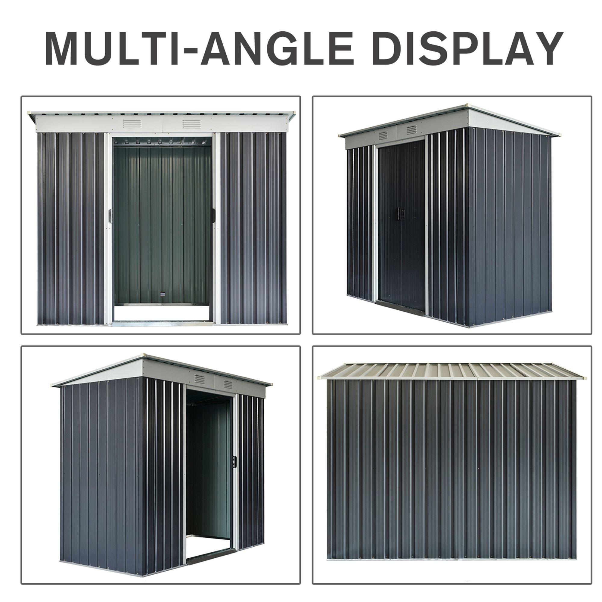 Outsunny 7' x 4' Metal Outdoor Garden Storage Shed w/ Vents, Gray