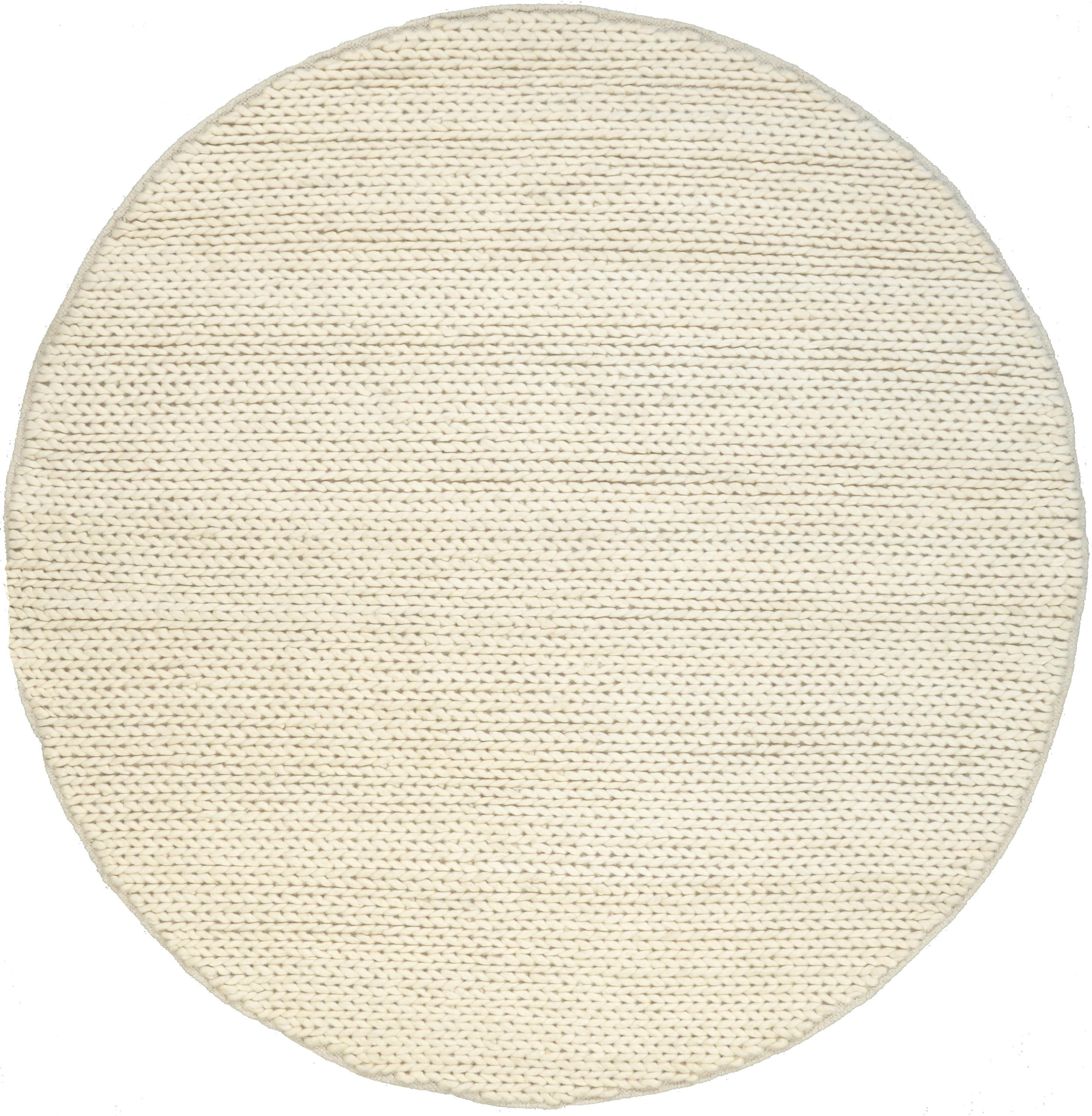 Caryatid Chunky Woolen Cable Off-White 6 ft. Round Rug
