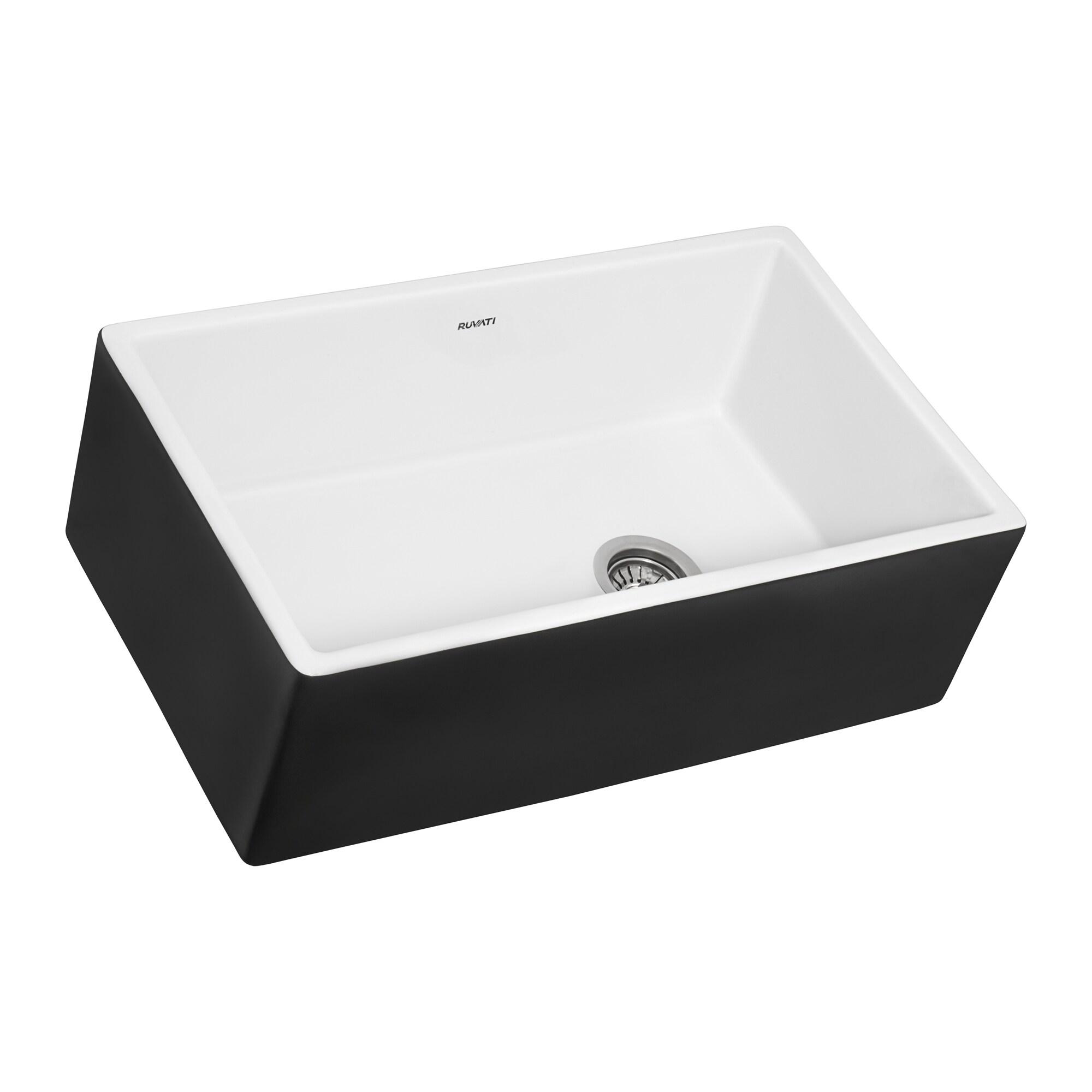 Ruvati Ruvati 30-inch Fireclay Modern Farmhouse Kitchen Sink Single Bowl RVL4018RBW