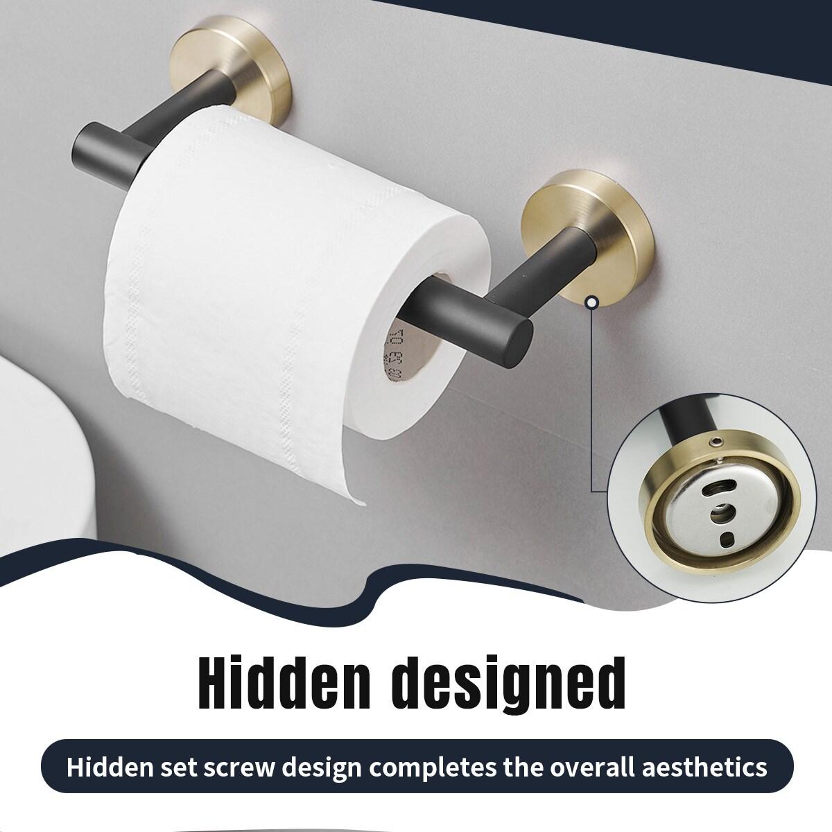 BWE Double Post Pivoting Wall Mounted Towel Bar Toilet Paper Holder