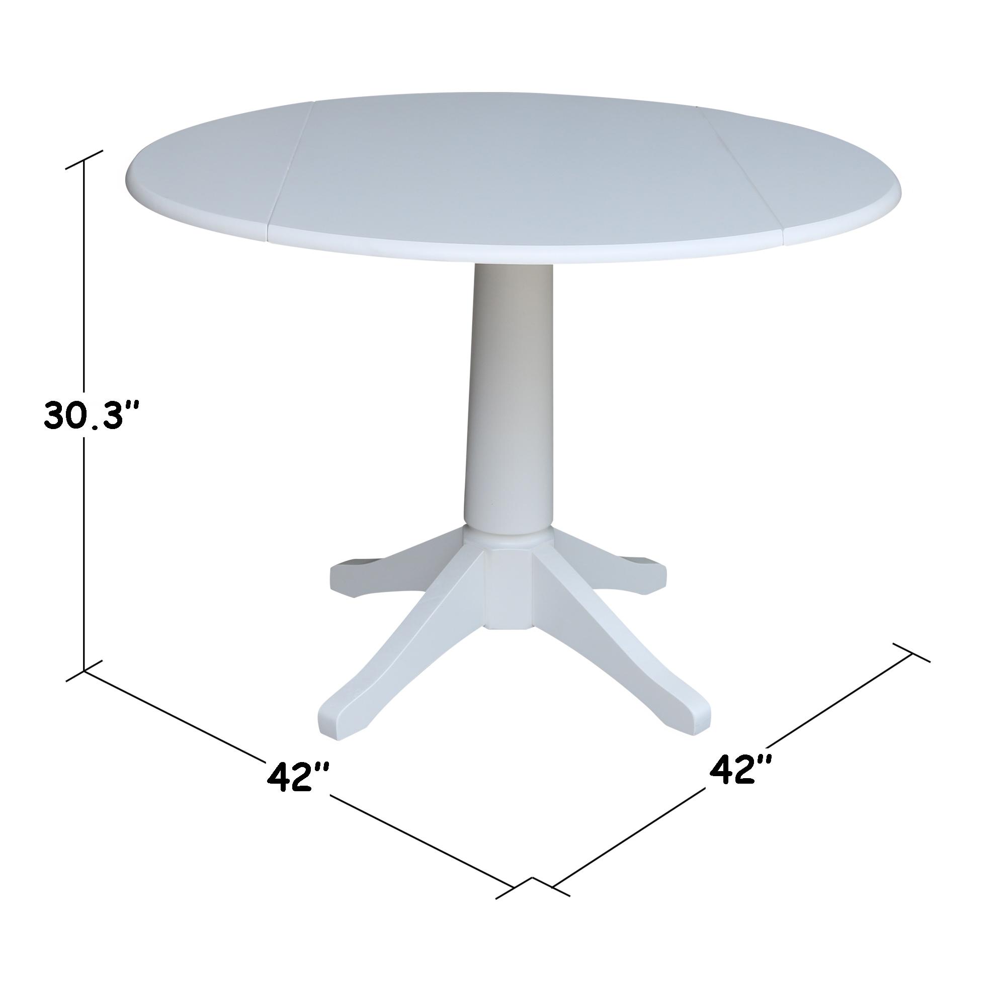 42" Nina Round Top Dual Pedestal Dining Table White - International Concepts: Modern Style, Seats 4, Wood Frame