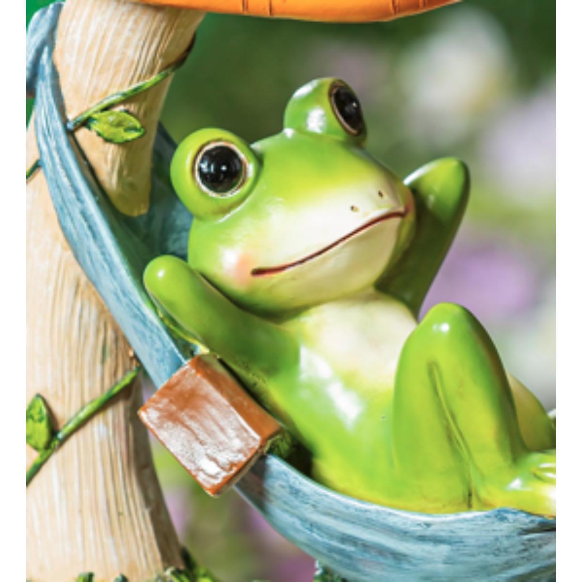 Colorful Resin Frog Relaxing in Hammock Garden Statue, 8"H