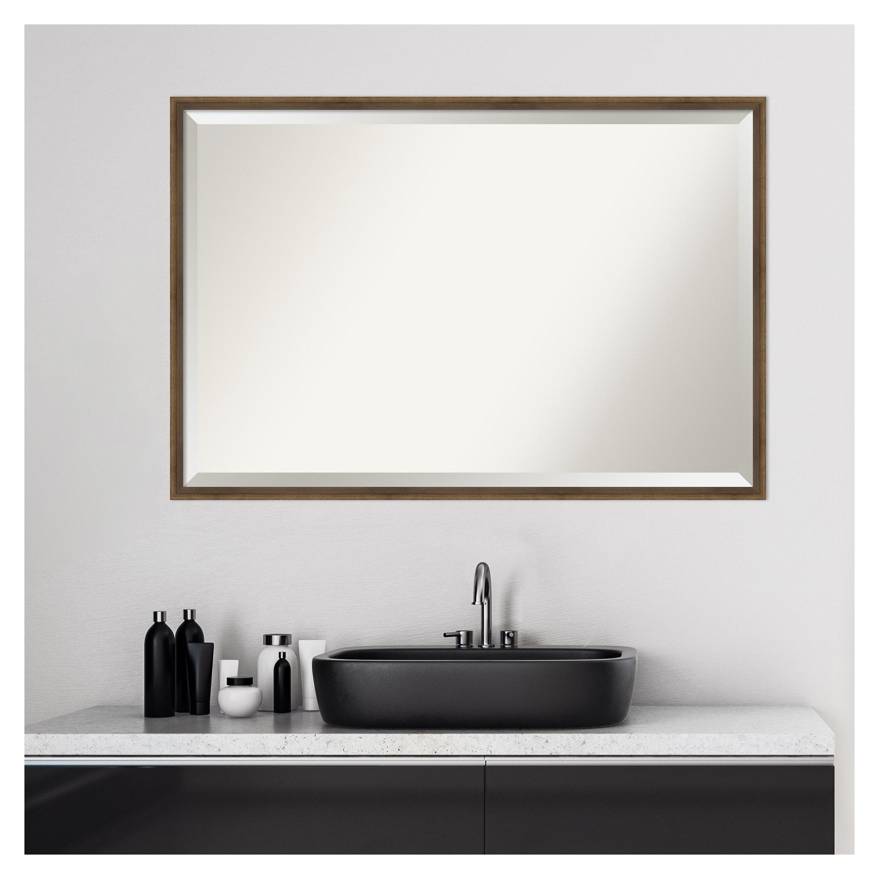 Lucie Bronze 37" Wood Beveled Bathroom Vanity Mirror
