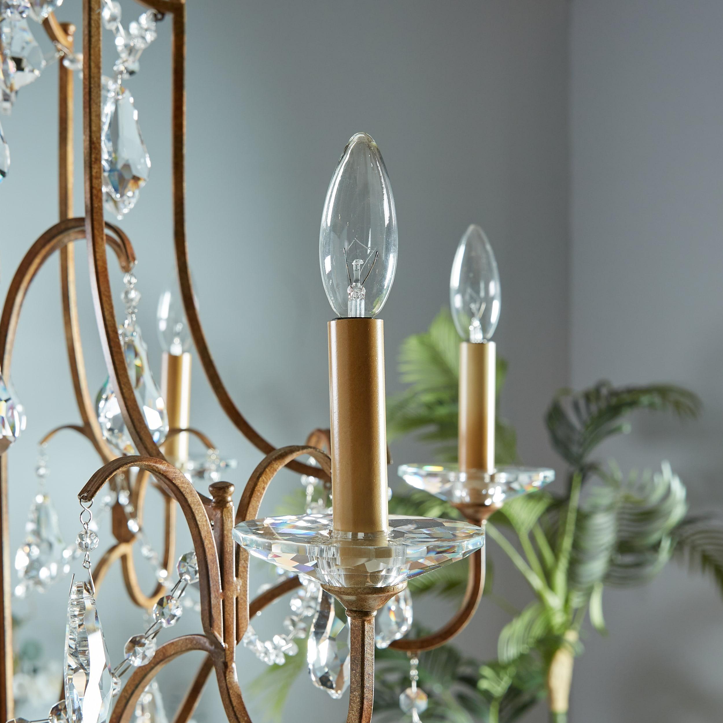 Feiss F2478/6OBZ Valentina Crystal Candle Chandelier Lighting, Bronze, 6-Light (29"Dia x 33"H) 360watts