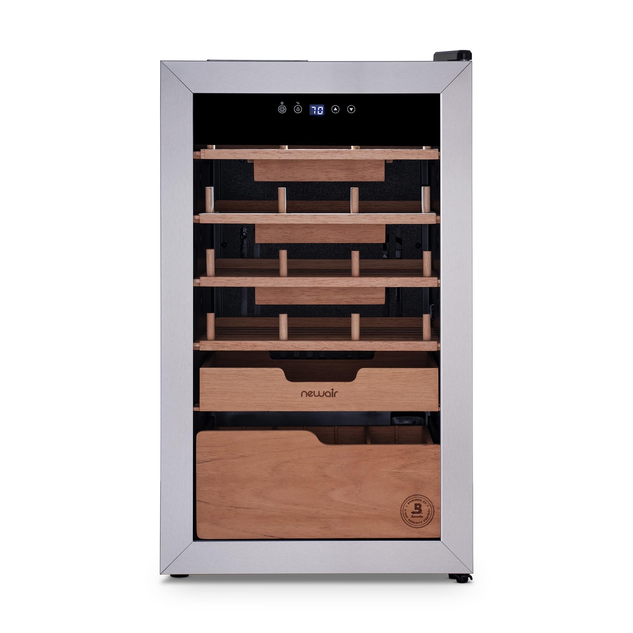 Newair x Boveda 500 Count Electric Humidor, Spanish Cedar Shelves, Temperature Control,Cigar Humidor