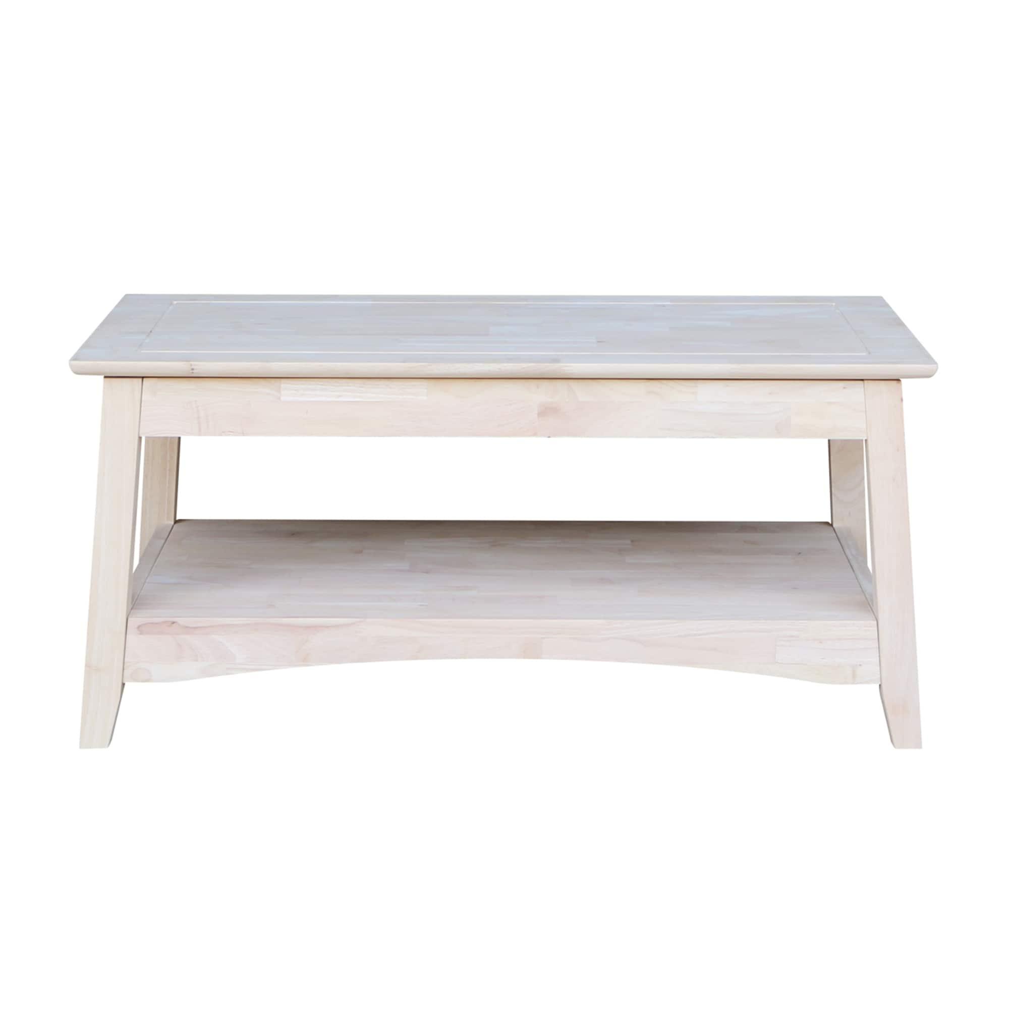 International Concepts Unfinished Bombay Coffee Table with Lift Top