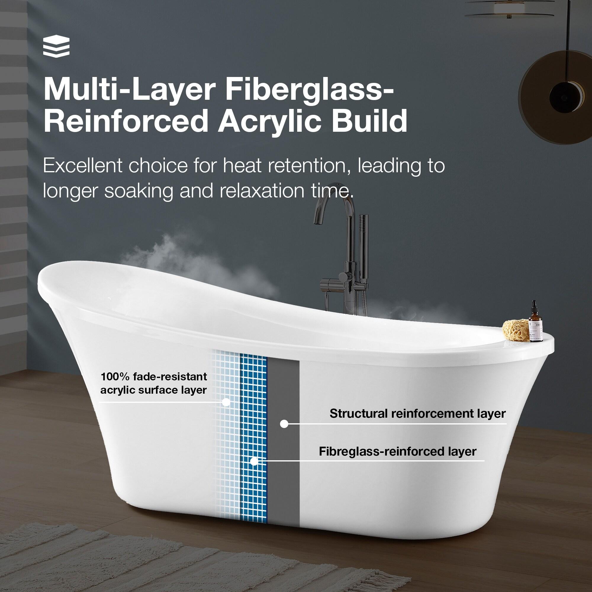 Ruby 65'' x 29.13'' Freestanding Soaking Acrylic Bathtub