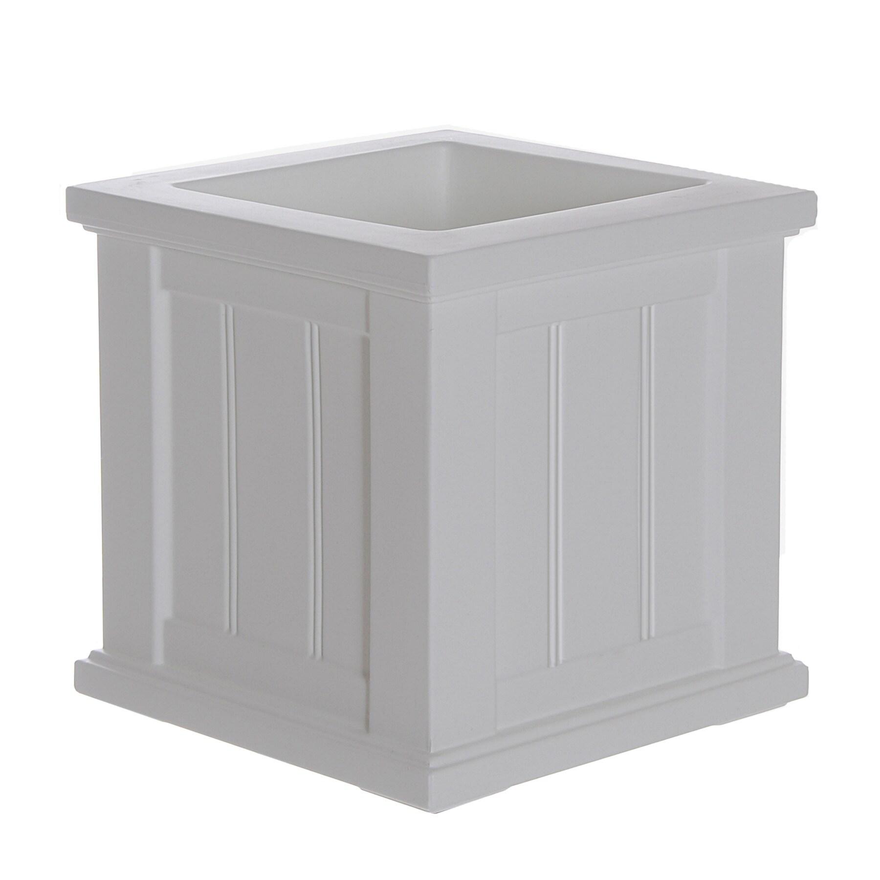 Mayne Cape Cod 14" x 14" x 14" Square White Self-Watering Polyethylene Planter