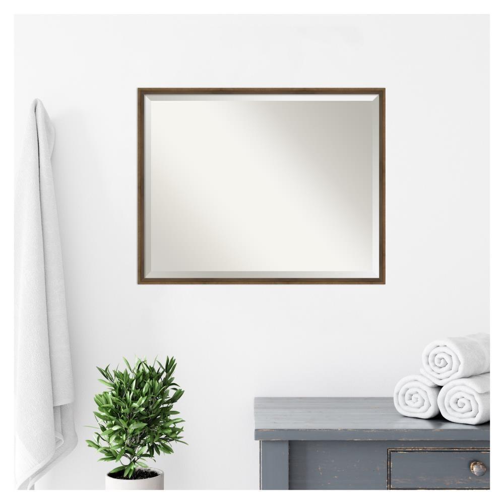 29" x 23" Bronze Beveled Wood Bathroom Vanity Mirror