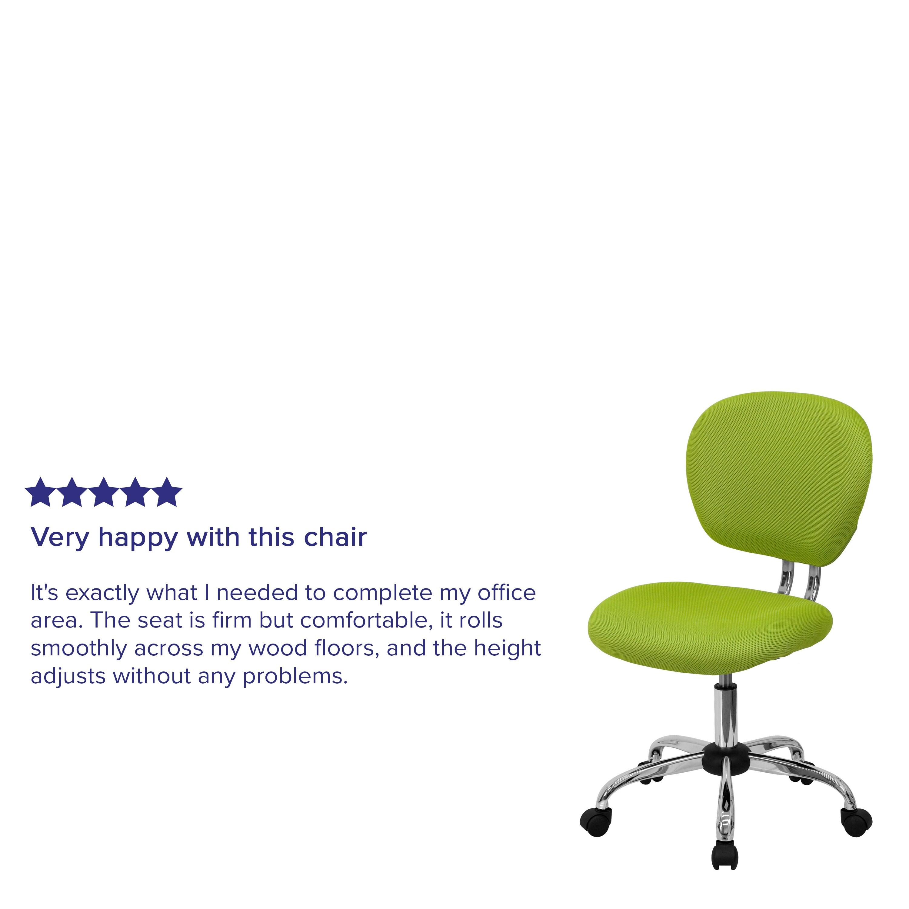 Flash Furniture Mid-Back Apple Green Mesh Padded Swivel Task Office Chair with Chrome Base