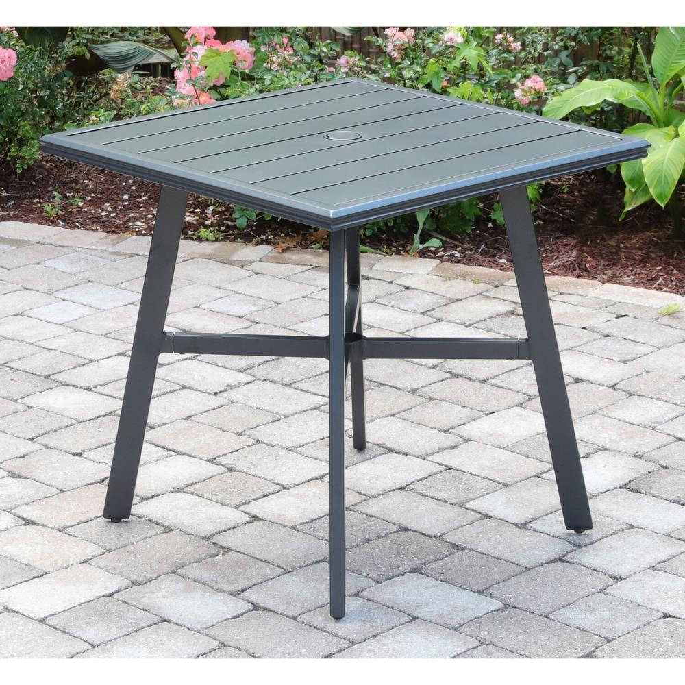 Hanover All-Weather Commercial-Grade Aluminum 30" Square Slat-Top Bistro Table