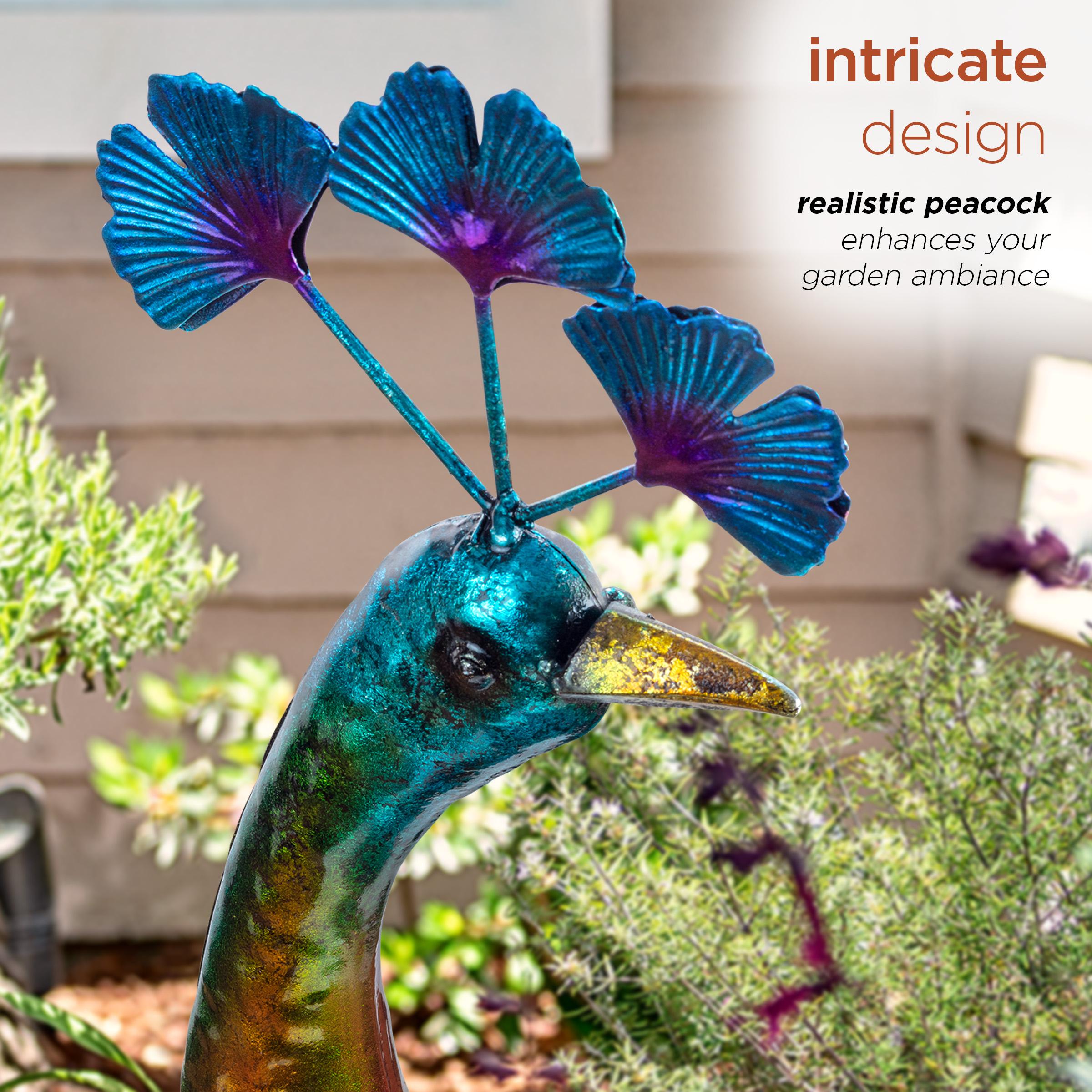 Graceful Metal Peacock Garden Statue - Alpine Corporation