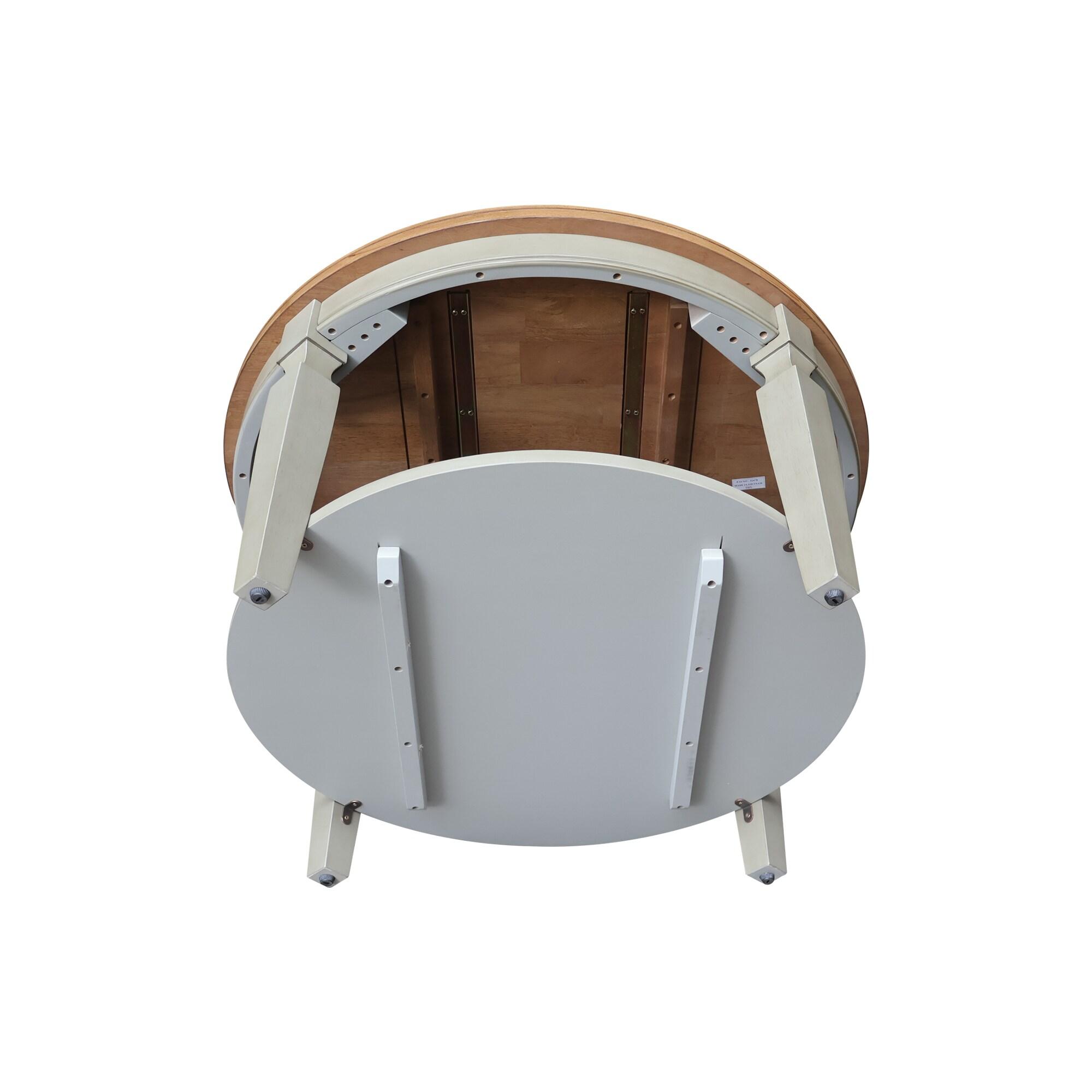 Vista Round Coffee Table Brown - International Concepts: Modern Two-Tone Wood, Fixed Shelf, 20.3"H x 38"W
