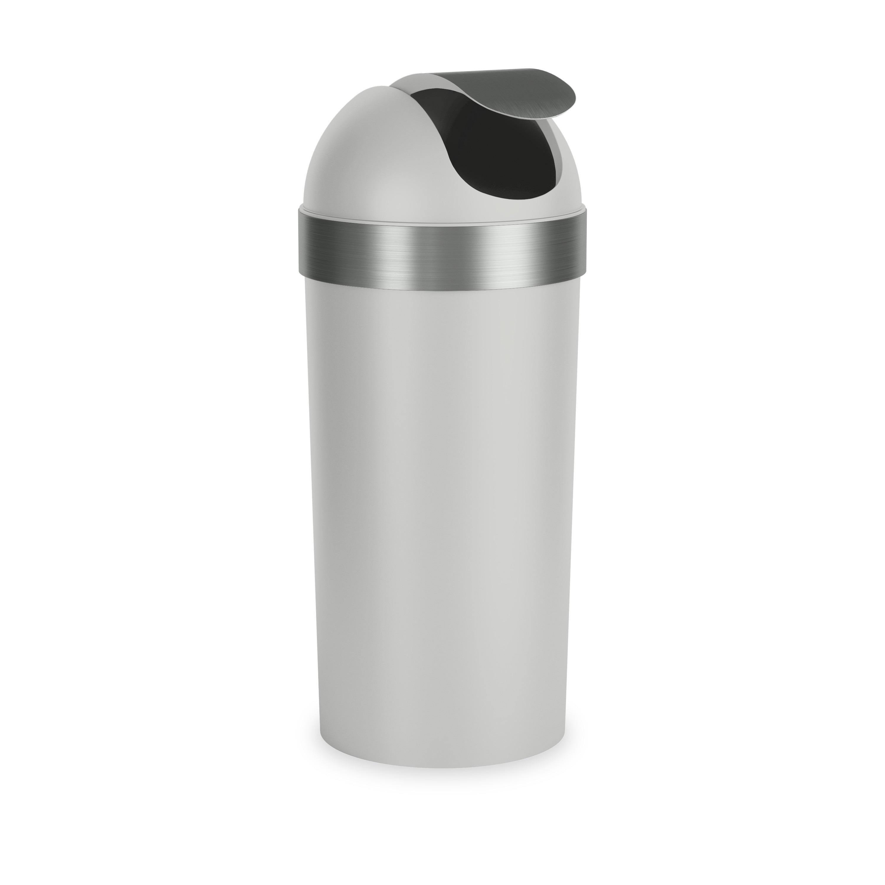 Umbra 16.5gal Venti Can Gray/Nickel: Indoor Swing-Top Trash Can, Polypropylene, 35" Height, 14.6" Width, 5.6 lbs