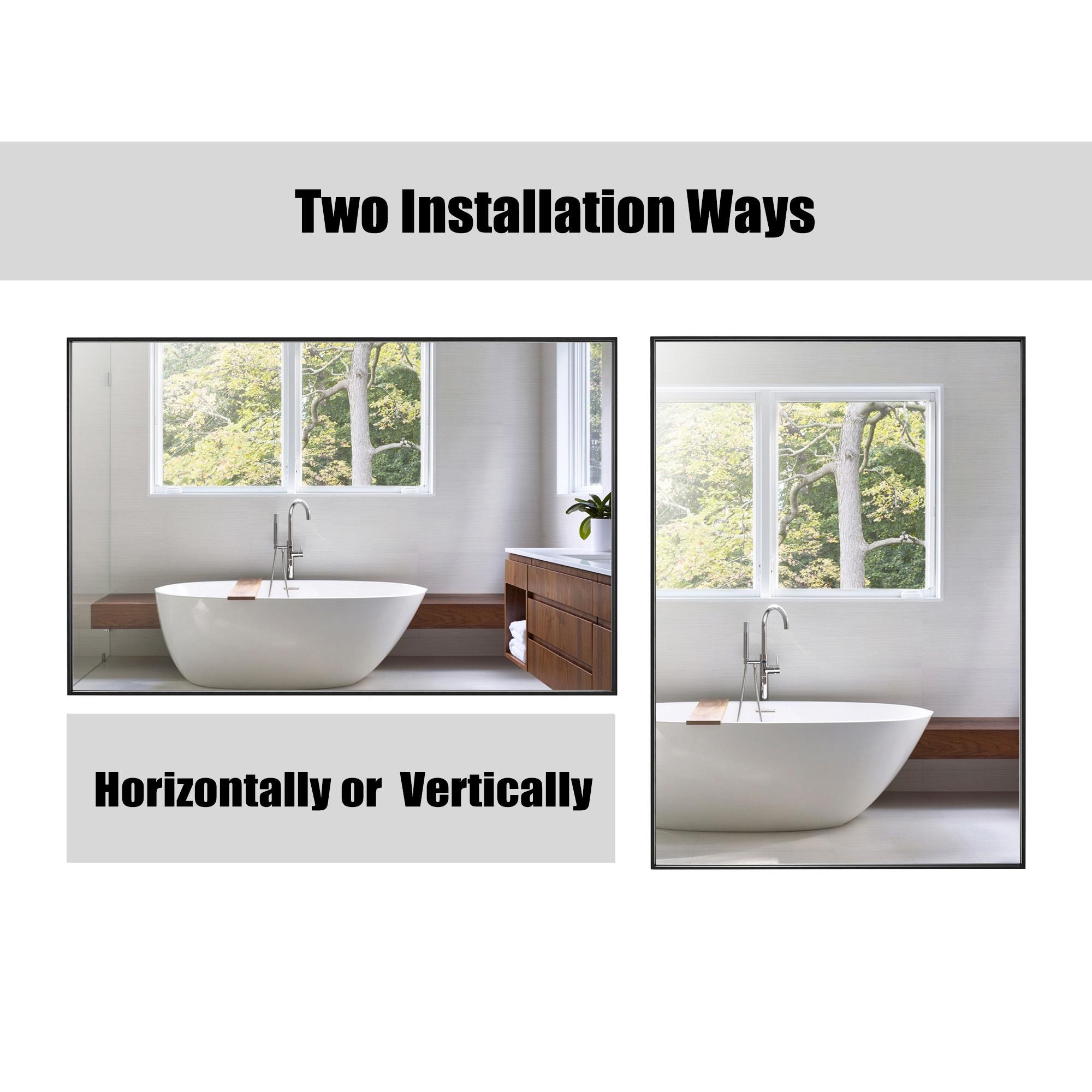 Ledel Modern & Contemporary Rectangle Bathroom Vanity Mirror Metal Framed Wall Mirror