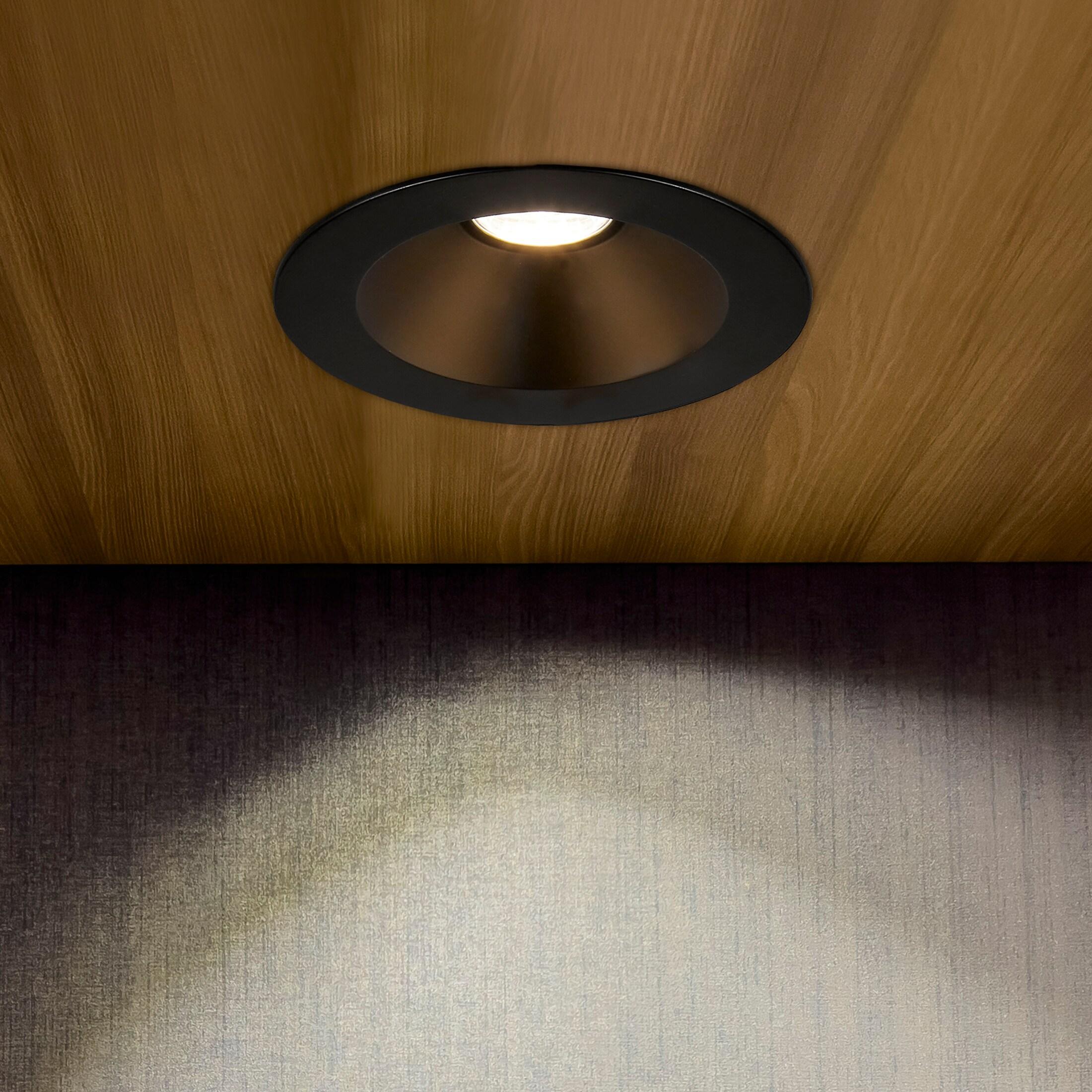 Maxxima 6” Ultra-Thin Recessed Anti-Glare LED Downlight, Canless IC Rated, 1200 Lumens, 5 Color Temperature Select 2700K/3000K/3500K/4000K/5000K, Dimmable, Black Trim, 90 CRI, 5CCT Slim J-Box Included