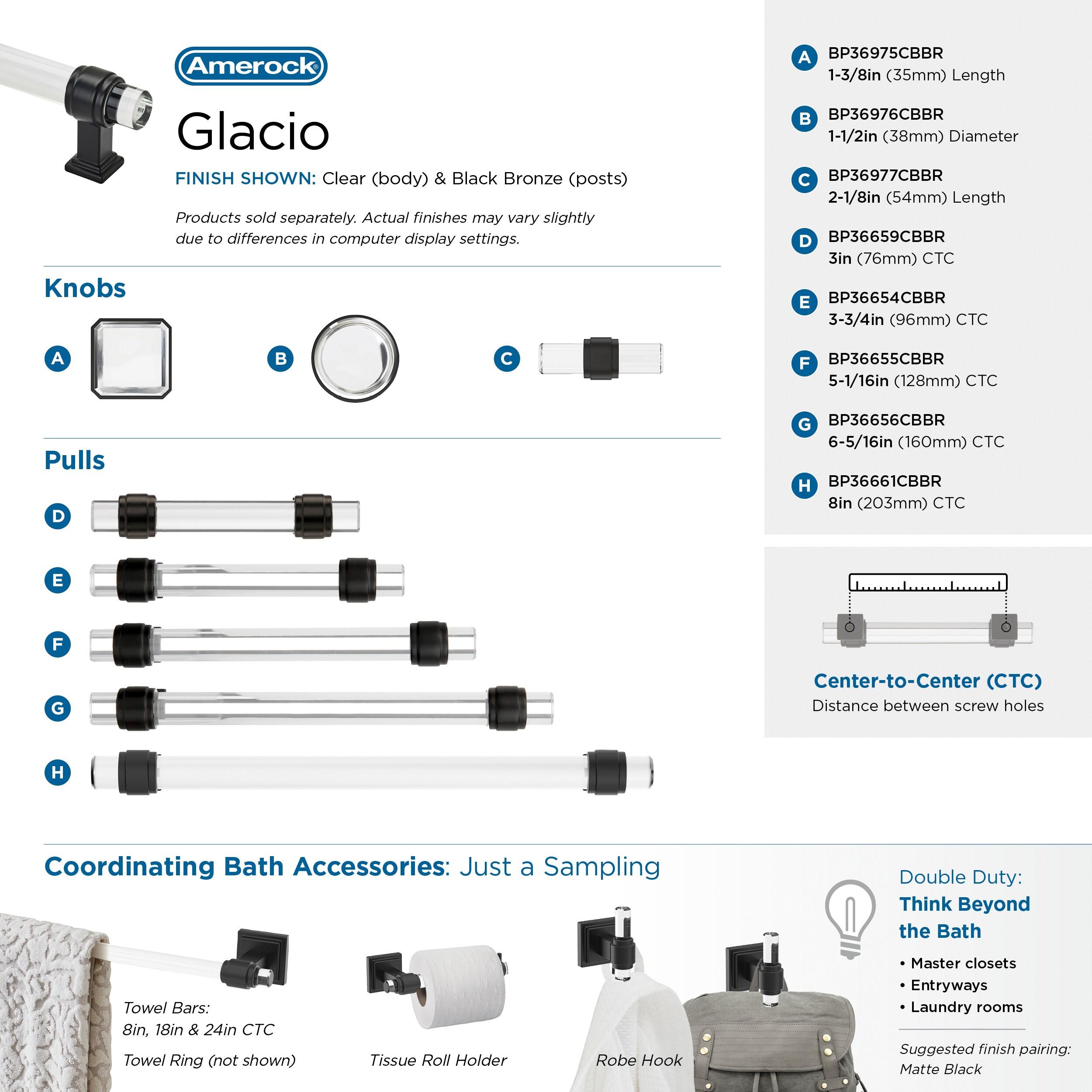 Amerock Glacio 3 inch (76mm) Center-to-Center Clear/Black Bronze Cabinet Pull