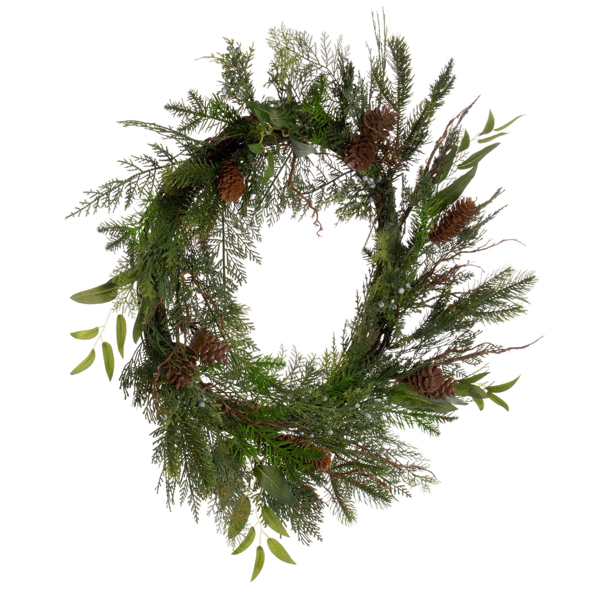 Vickerman 24" Cedar Pine Cone Twig Artificial Christmas Wreath, Unlit