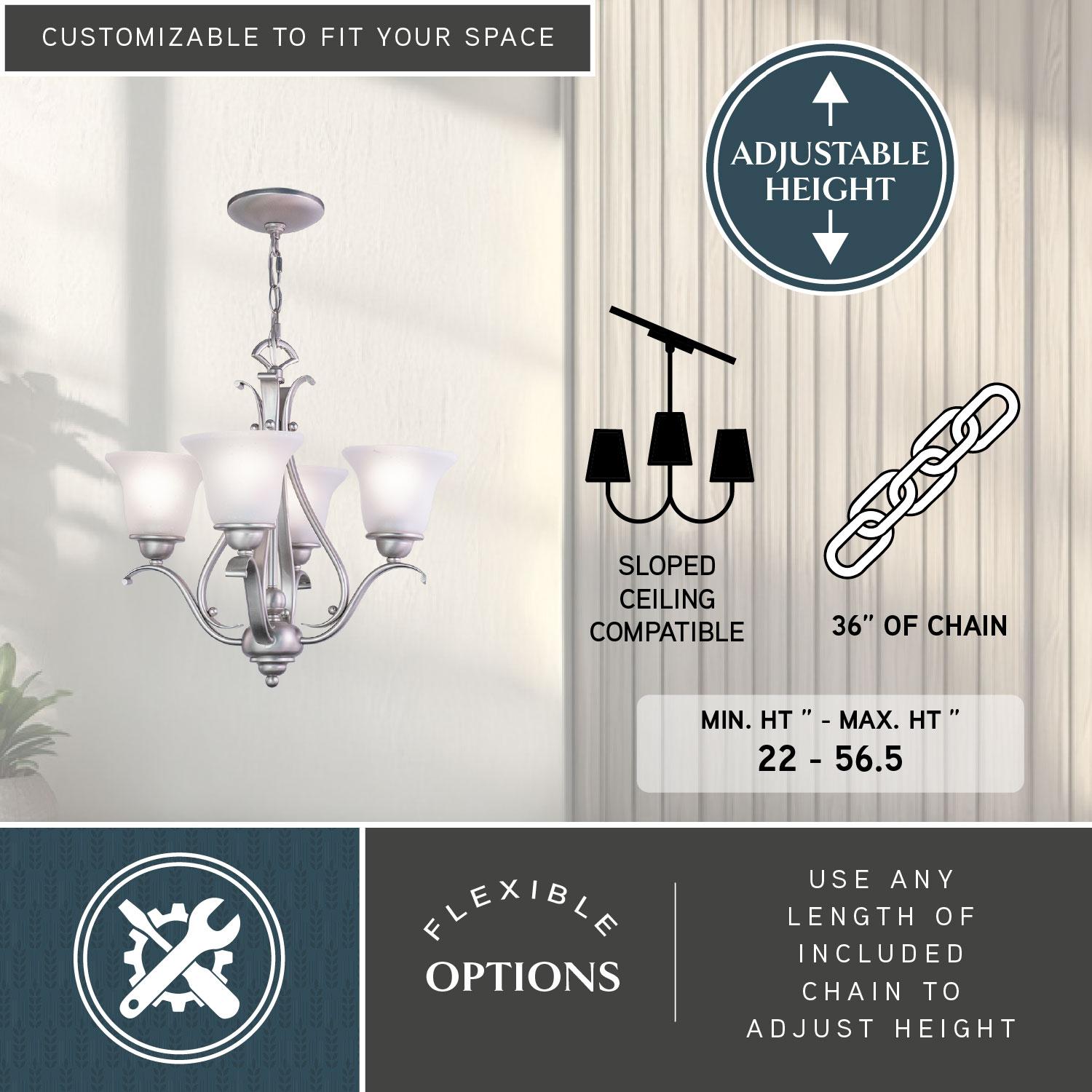 Vaxcel Monrovia 4 - Light Chandelier in  Brushed Nickel